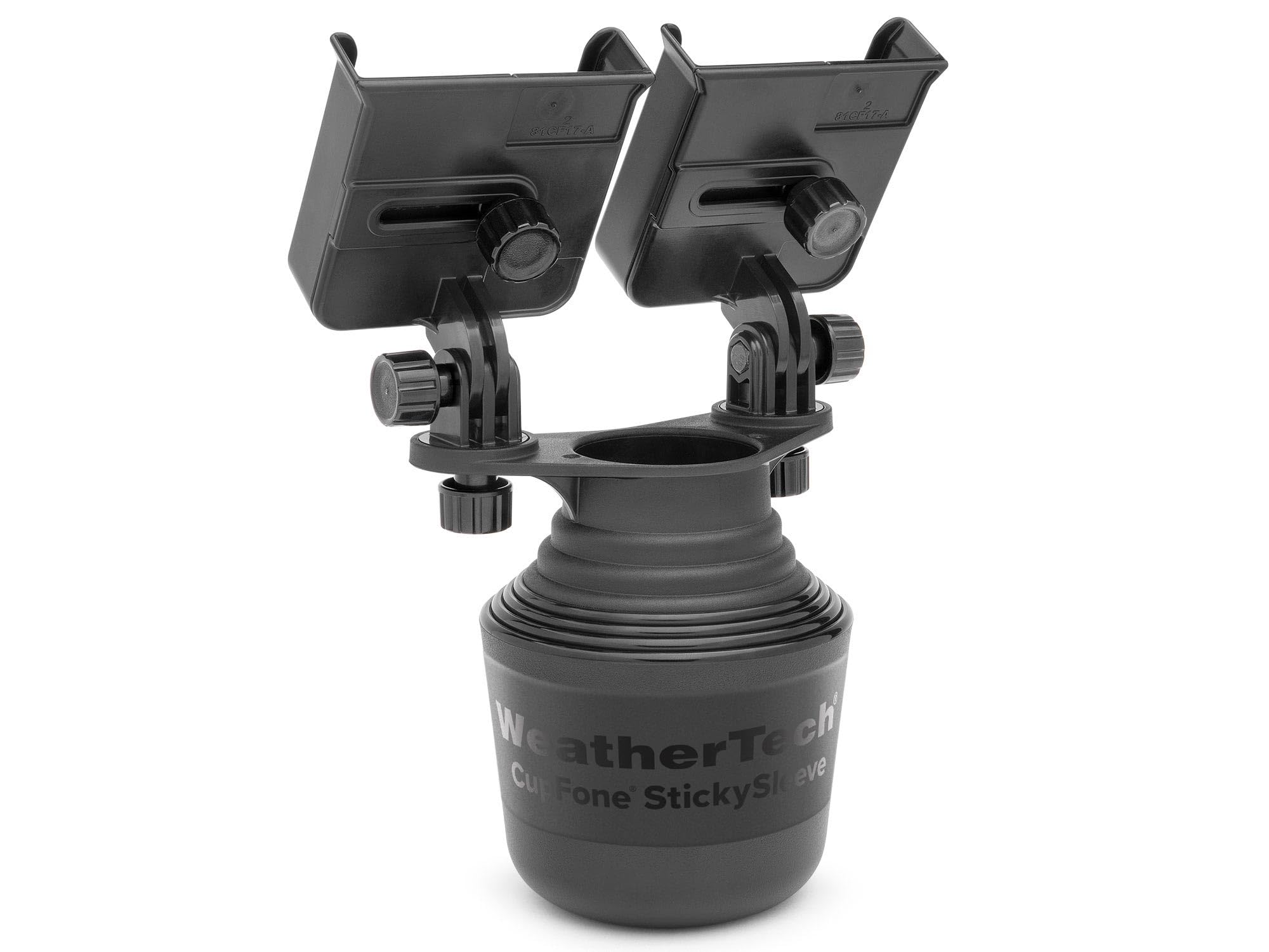 WeatherTech CupFone Duo XL - Universal Dual Cell Phone Cup Holder Mount for Cars (8ACF12XLD) with Black Plastic Knobs - Perfect for Road Trips, Commuting & Hands-Free Driving