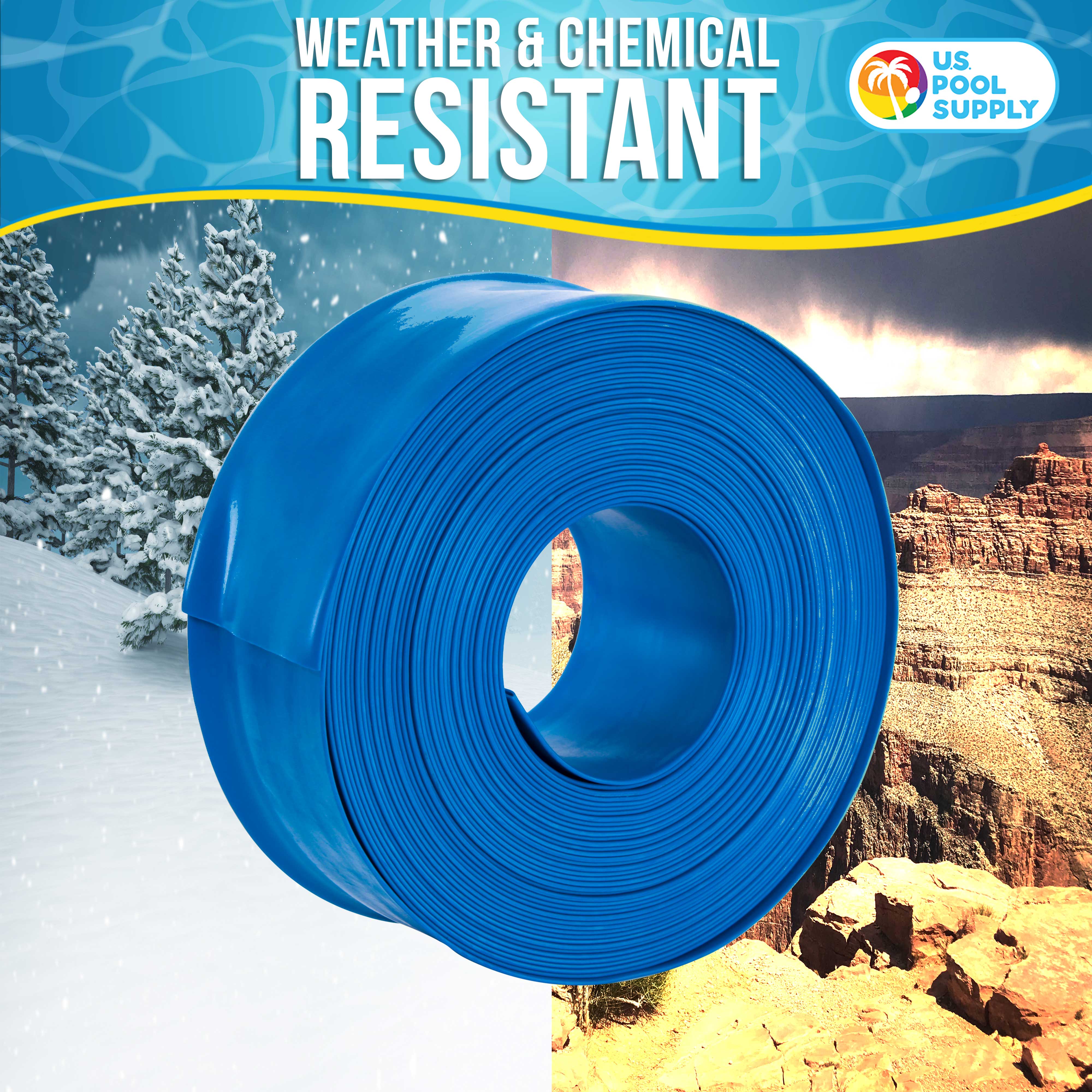 Heavy Duty 1.5 Inch x 50ft Blue Backwash Hose for Swimming Pools with Hose Clamp | Durable Pool Maintenance Equipment for Water Filtration & Cleaning | Perfect for Inground & Above Ground Pools