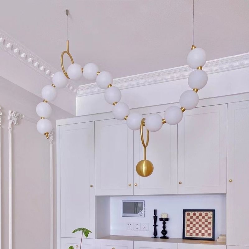 Elegant Pearl Globe Chandelier - Modern Crystal Ceiling Light Fixture for Dining Room, Living Room & Bedroom | Perfect Home Decor Lighting for Weddings & Luxury Interiors