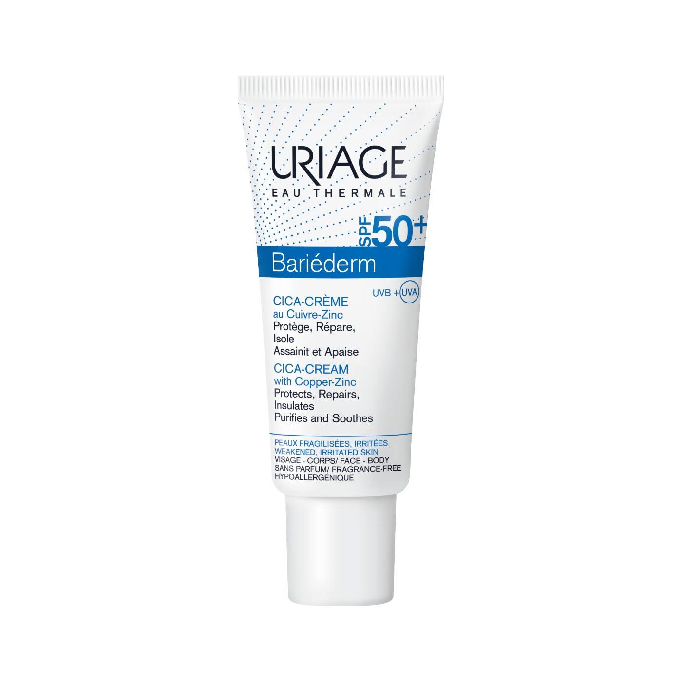 Bariéderm Cica Cream with Copper Zinc SPF50+ for Sensitive & Irritated Skin - Soothing Repair Cream for Dry, Damaged Skin - Perfect for Daily Sun Protection & Post-Procedure Care