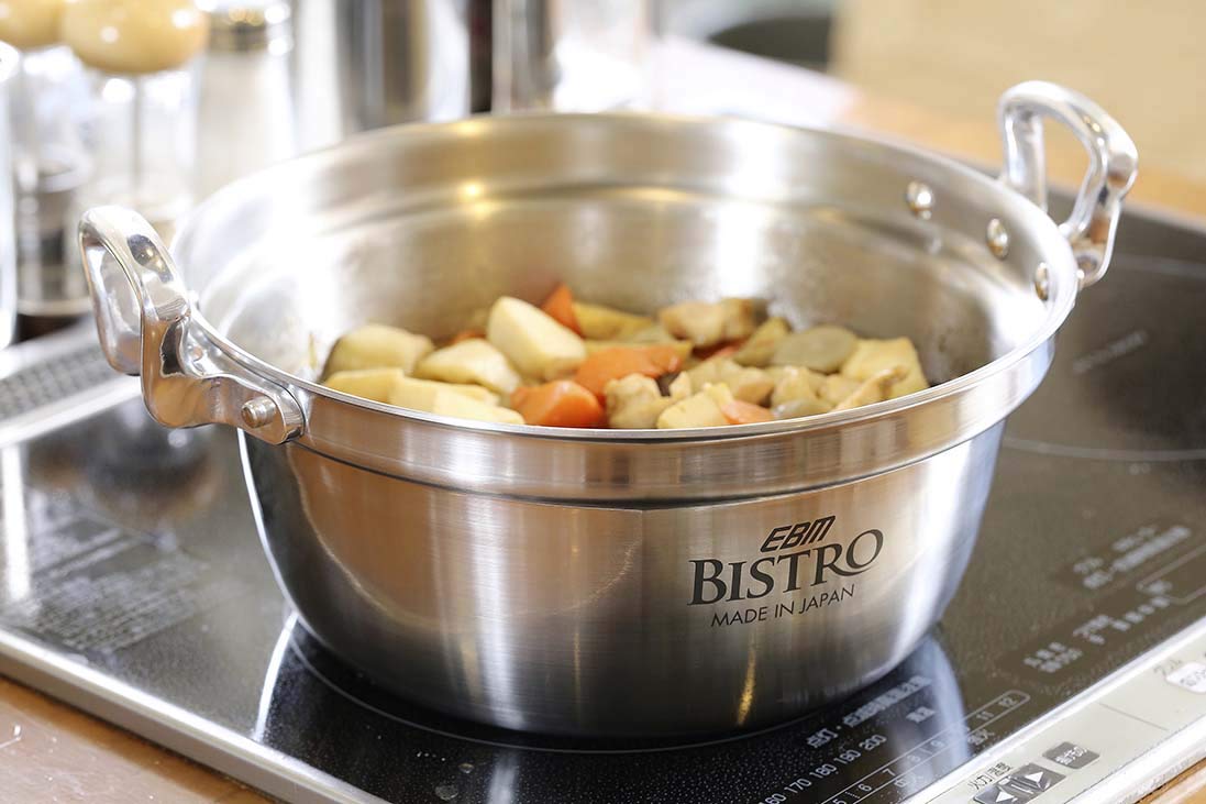 EBM Bistro 3-Layer Clad Stainless Steel Cooking Pot - 11.8 Inch (30cm) Professional Chef Pan with Even Heat Distribution - Perfect for Soups, Stews & Pasta Cooking