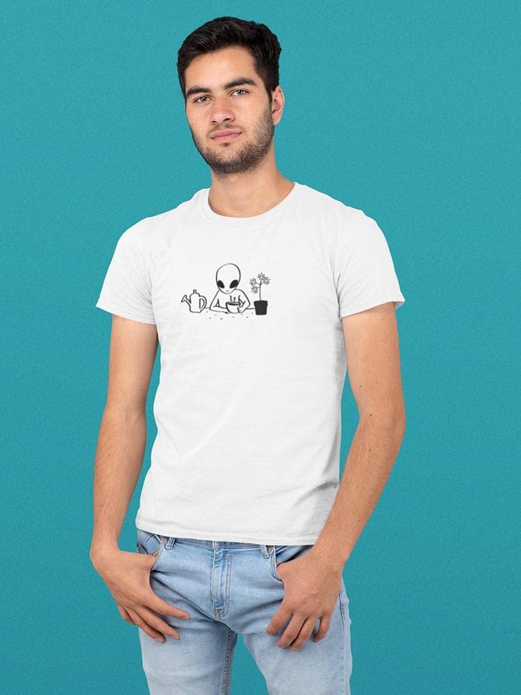Alien Drinking Coffee T-Shirt for Men | Funny Sci-Fi Graphic Tee | SmartPrintsInk Designs | Perfect for Casual Wear, Cosplay & Gift Giving
