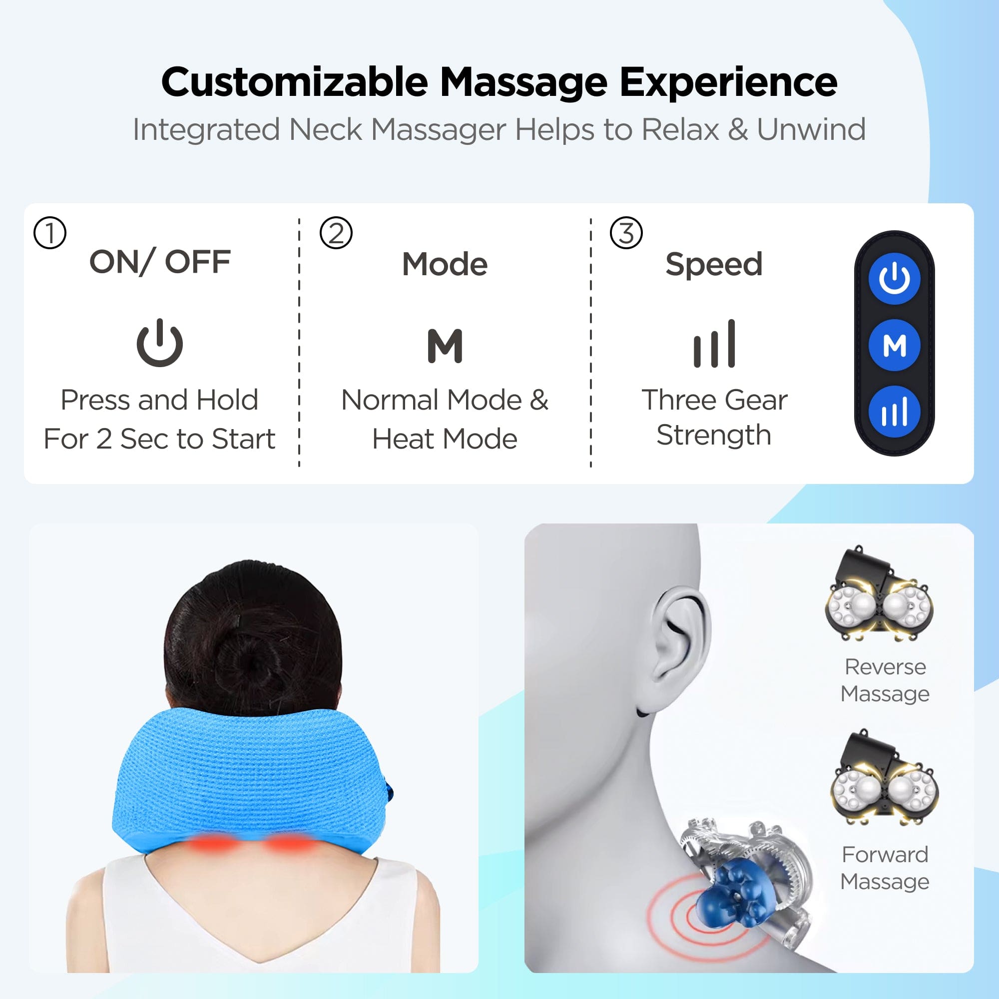 Dr Trust USA Cloudwalker Rechargeable Memory Foam Neck Pillow with Massage & Heat - Travel Pillow for Airplane, Train & Car - Pain Relief & Comfort Support for Sleeping While Traveling - Perfect for Long Flights, Road Trips & Commuting
