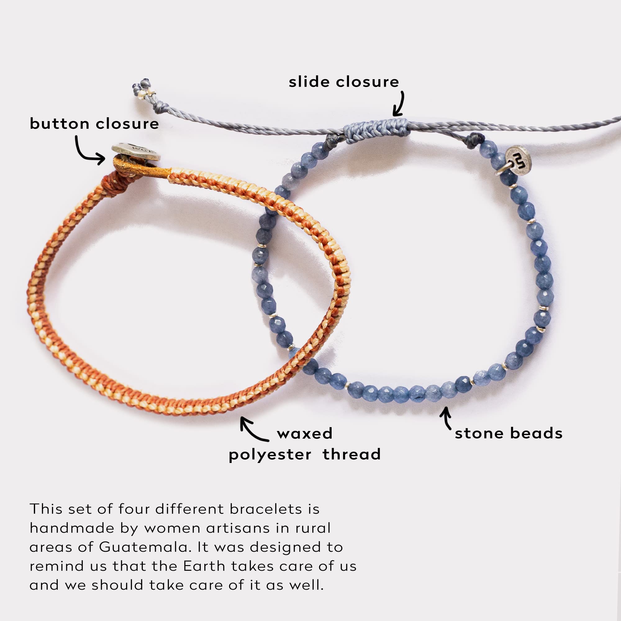 Handmade Boho Friendship Bracelets Set of 3 for Women & Men - Artisan Crafted Waterproof Waxed Thread with Glass Beads - Adjustable Sliding Button Closure | Perfect for Gifts, Festivals, and Everyday Boho Style Accessories
