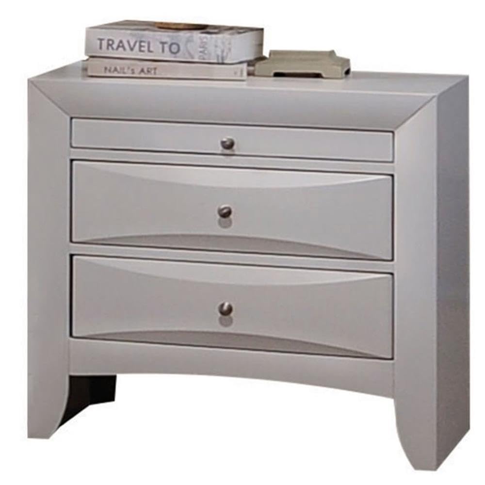 White Acme Ireland 2-Drawer Wood Nightstand - Bedside Table for Bedroom, Living Room & Guest Room