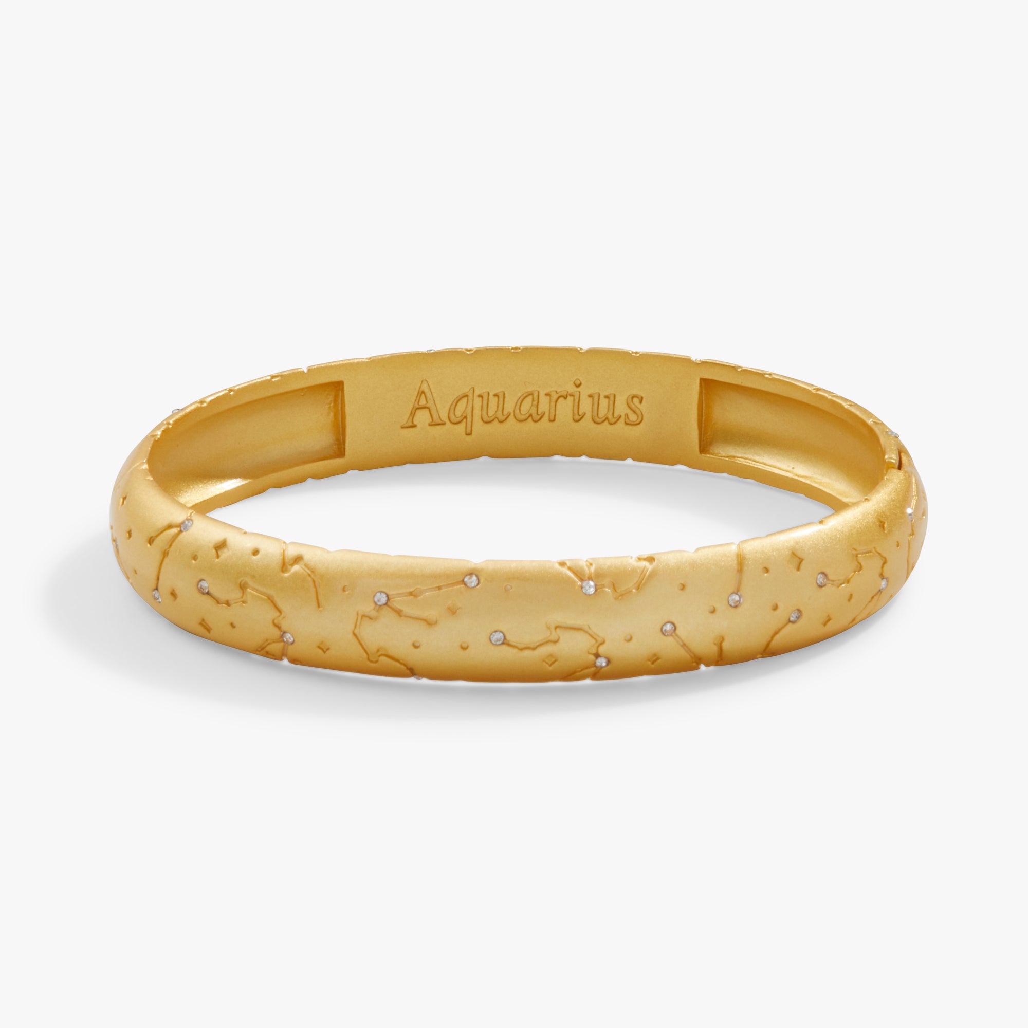 Aquarius Zodiac Sign Sterling Silver Hinge Bangle Bracelet - Perfect for Birthdays, Gifts & Everyday Wear
