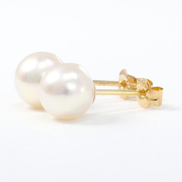 18K Yellow Gold Pearl Earrings for Women - Elegant Stud Earrings with Freshwater Pearls - Perfect for Weddings, Parties & Special Occasions