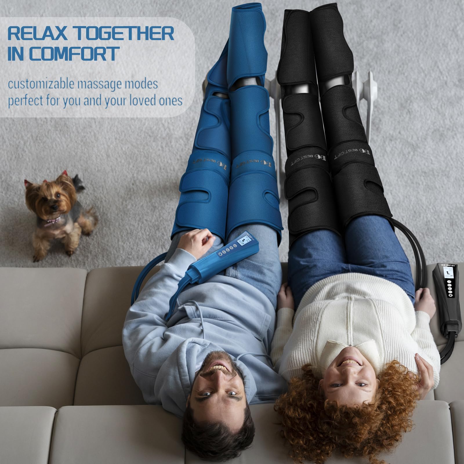 Electric Air Compression Leg Massager with Heat - Foot, Calf, Thigh & Knee Pain Relief for Varicose Veins, Muscle Fatigue, Swelling - Perfect Gift for Dad, Mom, Men & Women on Christmas, Mother's Day, Father's Day - Use at Home, Office or While Traveling for Relaxation and Circulation Boost