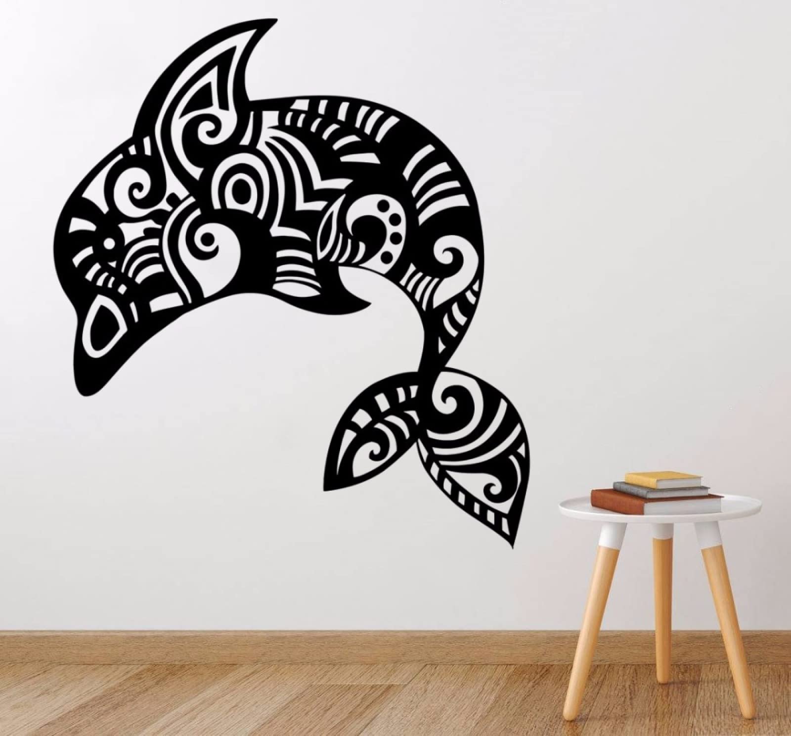 BOEERLCNL Removable Dolphin Wall Sticker - Black Vinyl Art Decal for Room Decor, 80X89CM - Perfect for Kids Bedroom, Nursery, Living Room & Office Wall Art