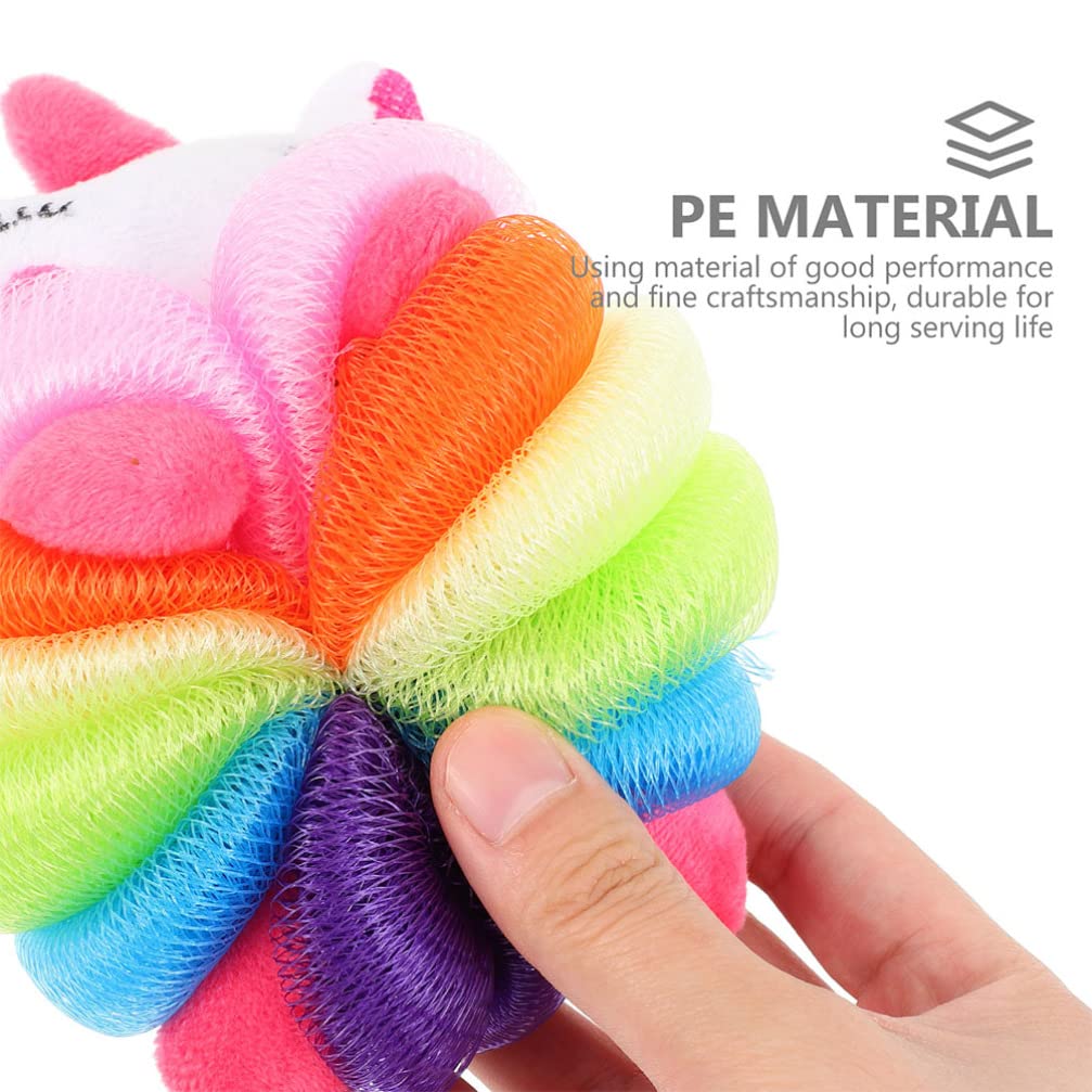 Kisangel 2-Pack Kids Bath Sponge Set - Cute Animal Shower Pouf & Exfoliating Mesh Ball for Gentle Baby Body Wash | Soft Bath Sponges for Toddler Bubble Bath & Sensitive Skin Care