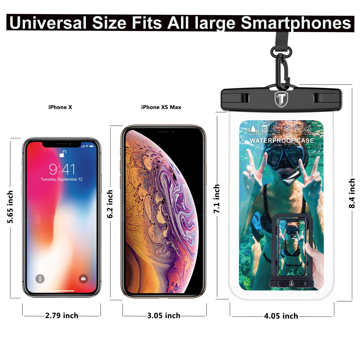 Waterproof Phone Pouch [2-Pack] for Samsung Galaxy S25 Ultra/S24 Plus/S23/S22/S21 FE/Note 20/A Series & iPhone 16 Pro Max - Clear Dry Bag Case for Swimming, Beach, Kayaking, and Outdoor Activities