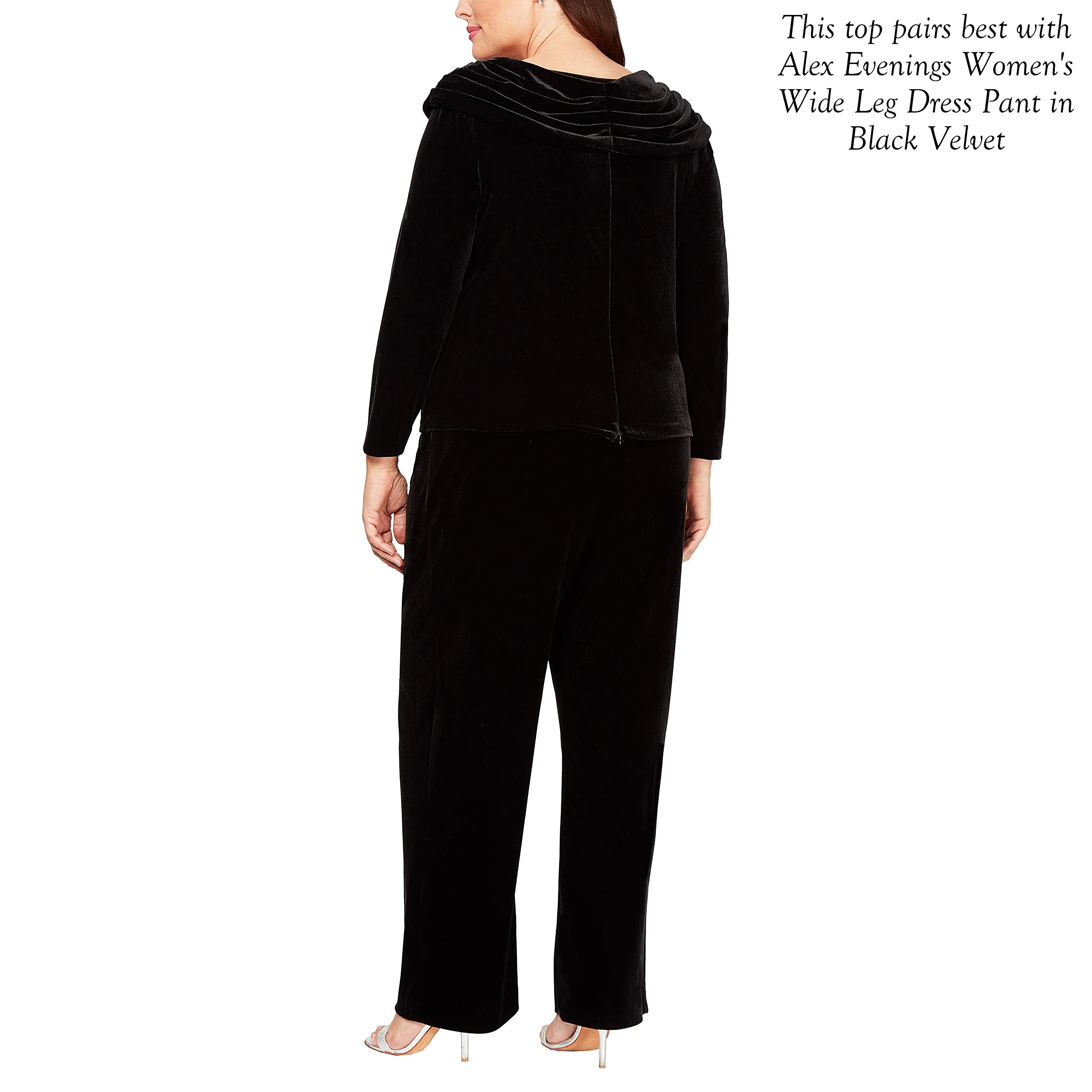 Alex Evenings Women's Plus Size Wide Leg Chiffon Dress Pants - Elegant Formal Wear for Mother of The Bride, Wedding Guest, Cocktail Party & Special Occasions
