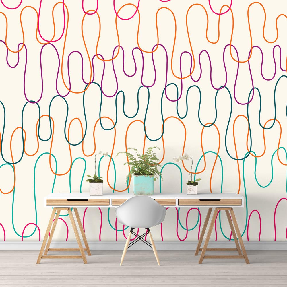 Abstract Geometric Lines Removable Wallpaper - Peel and Stick Wall Mural for Bedroom (66x96 inches) - Modern Home Decor & Accent Wall Design