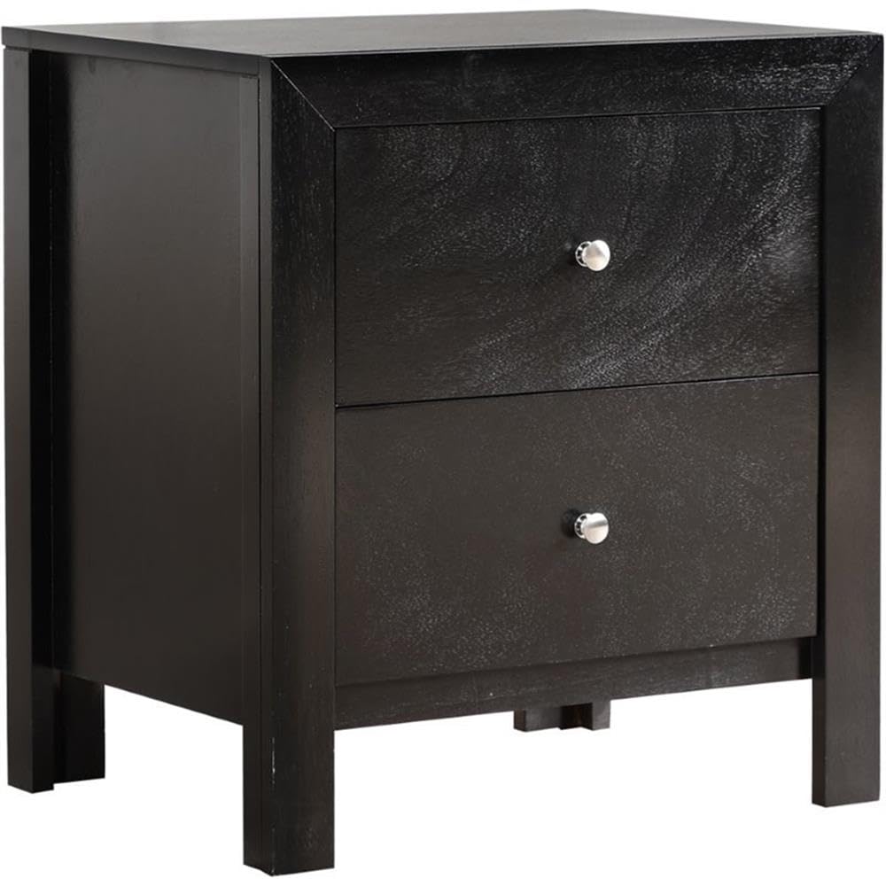Black Glory Furniture Burlington 2-Drawer Nightstand - Modern Bedside Table with Storage for Bedroom, Guest Room & Dorm