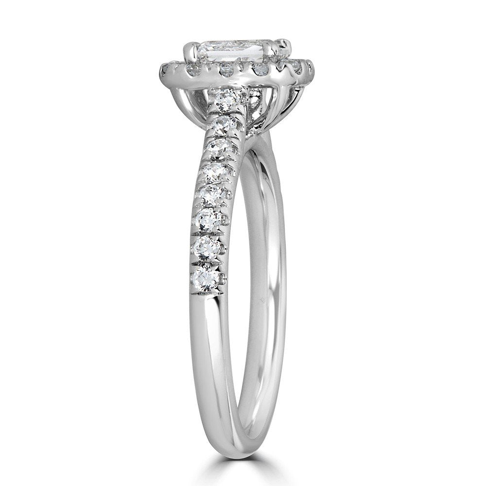 14KT Gold 1.00 CTW Diamond Emerald Halo Ring for Women – Elegant Engagement & Wedding Jewelry Gift for Her – Perfect for Anniversaries, Proposals, and Special Occasions
