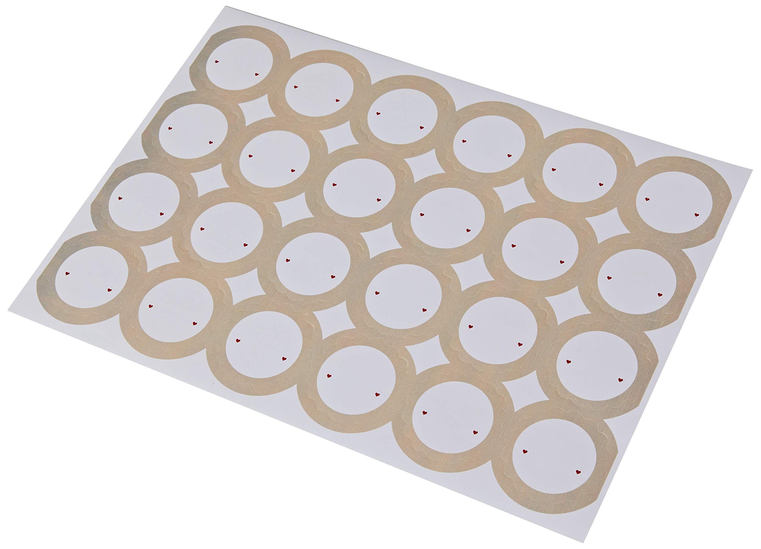 Beige Heart Wave Adhesive Stickers - 24 Units per Sheet, Pack of 5 - Multicolor Paper Stickers for Scrapbooking, DIY Crafts, Journaling & Gift Wrapping - One Size Fits All