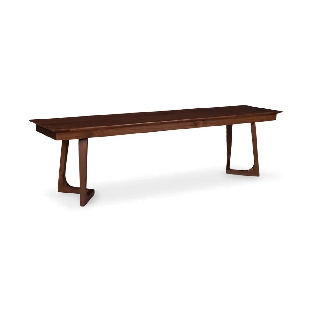 67 Inch Walnut Brown Mid Century Modern Bench - Stylish and Durable Wooden Bench for Living Room, Bedroom, or Entryway