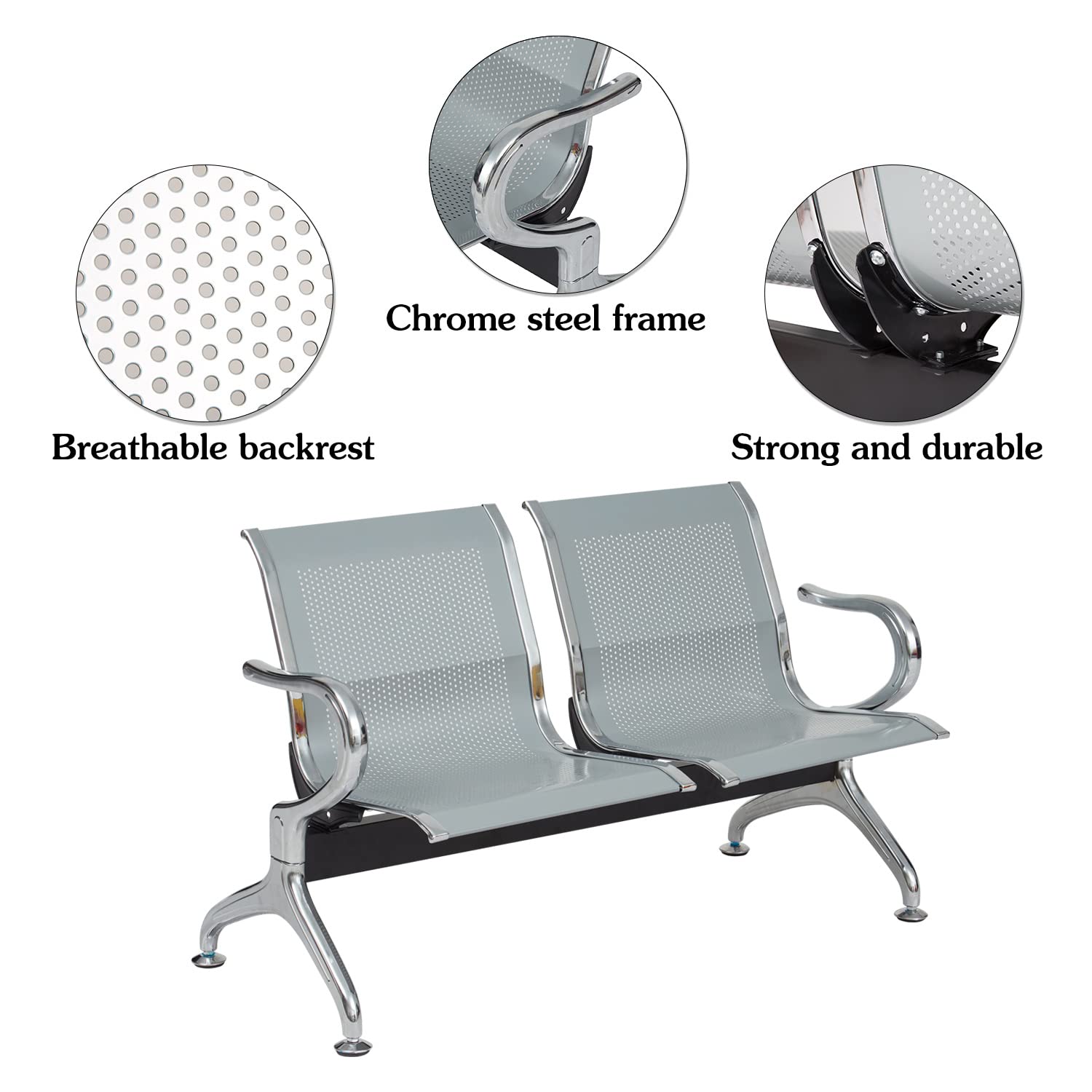 Kinsuite 4-Seat Airport Reception Chairs - Comfortable Waiting Room Bench for Office, Business, Bank & Hospital - Perfect for Lobbies, Waiting Areas and Public Spaces