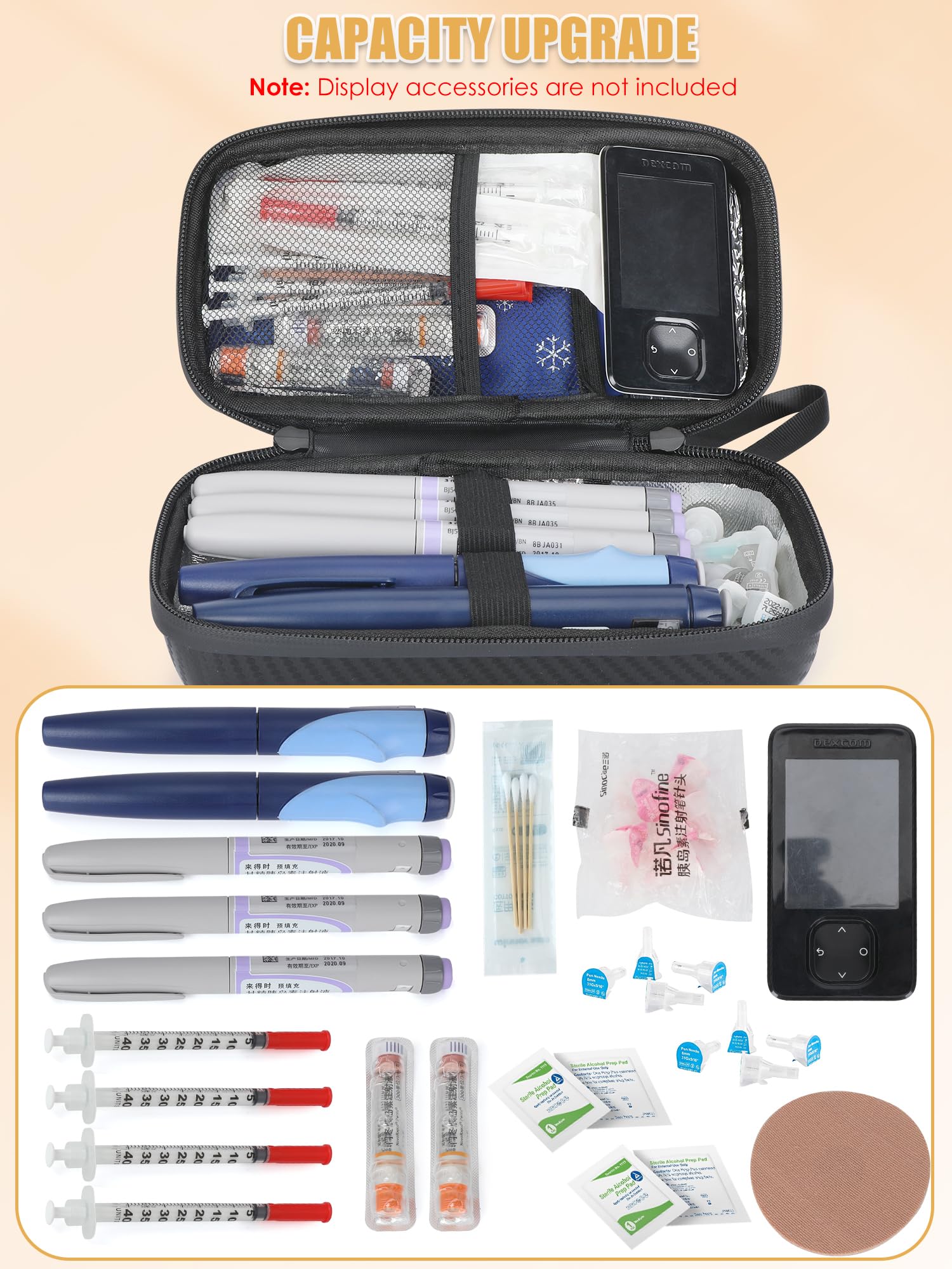 TSA Approved Insulin Cooler Travel Case with Temperature Display - Portable Diabetic Supplies Organizer for Insulin Pens & Ice Packs - Perfect for Air Travel, Camping & Daily Use (Black) by LengKe