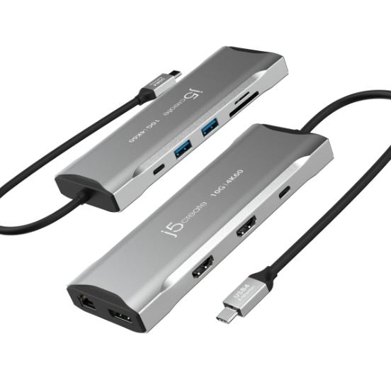 J5Create 4K60 Elite USB C Triple Monitor Dock - 10Gbps Mini Docking Station for Laptops | Perfect for Home Office, Gaming & Multi-Tasking Workspaces