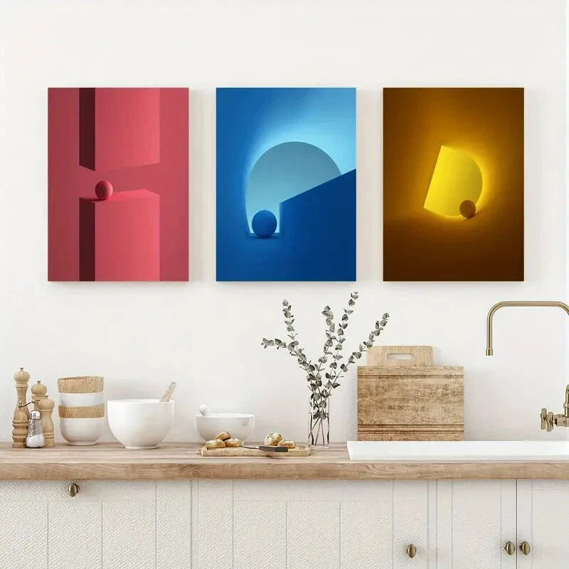 3-Piece Classic Modern Cartoon Theme Metal Wall Art - Ready to Hang Home Decor for Living Room, Bedroom & Office