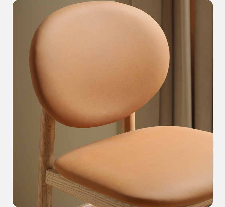 Solid Oak Wood Japanese Modern Bar Stool - Comfortable & Stylish Bar Chair for Kitchen Island, Dining Counter, and Home Bar