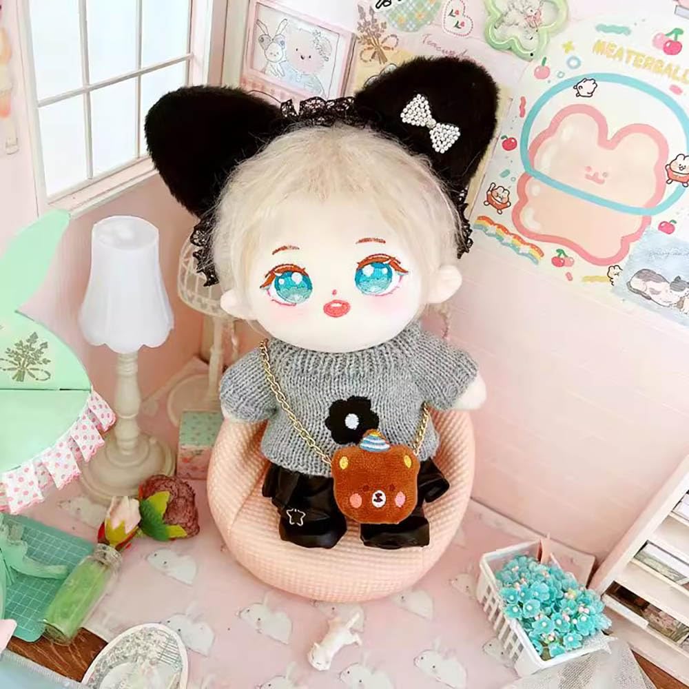 20cm Plush Doll Clothes Set - Hat, Sweater & Shorts for Dressup Play