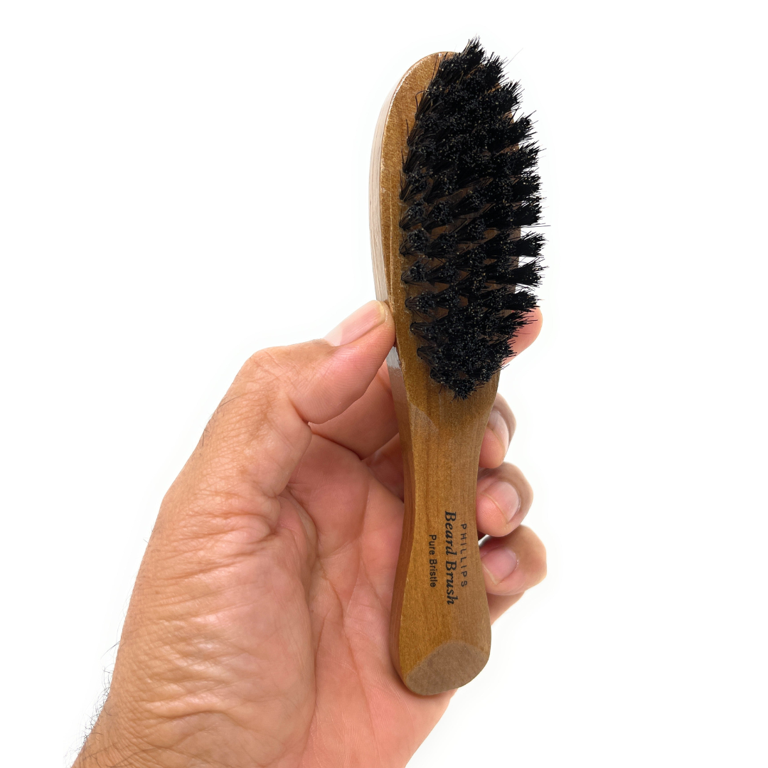 Phillips Beard Brush for Men - Pure Bristle Wood Handle Boar Hair Brush - Perfect for Short Beard Grooming & Styling at Home or Travel