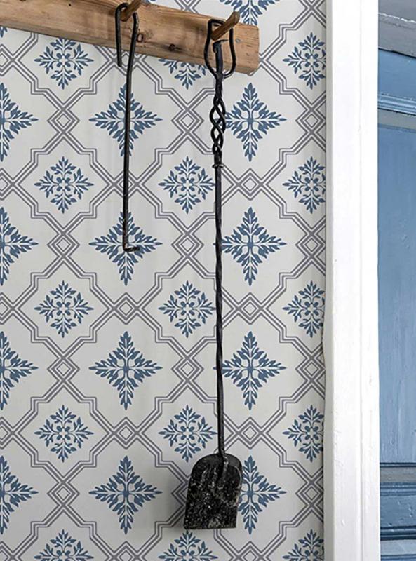 Duro Tapet Börsjö Gray/Blue Wallpaper - Self-Adhesive Peel & Stick for Bedroom, Living Room, and Office Decor