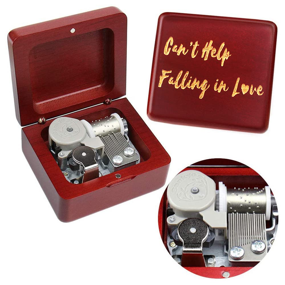 Vintage Wooden Music Box with Hand-Carved Mechanism - Plays 