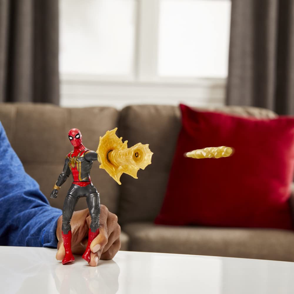 Spider-Man Marvel 6-Inch Deluxe Web Spin Action Figure Toy with Weapon Attack & Squeeze Legs - Movie-Inspired Collectible for Kids Ages 4+ | Perfect for Playtime, Superhero Battles & Marvel Collections