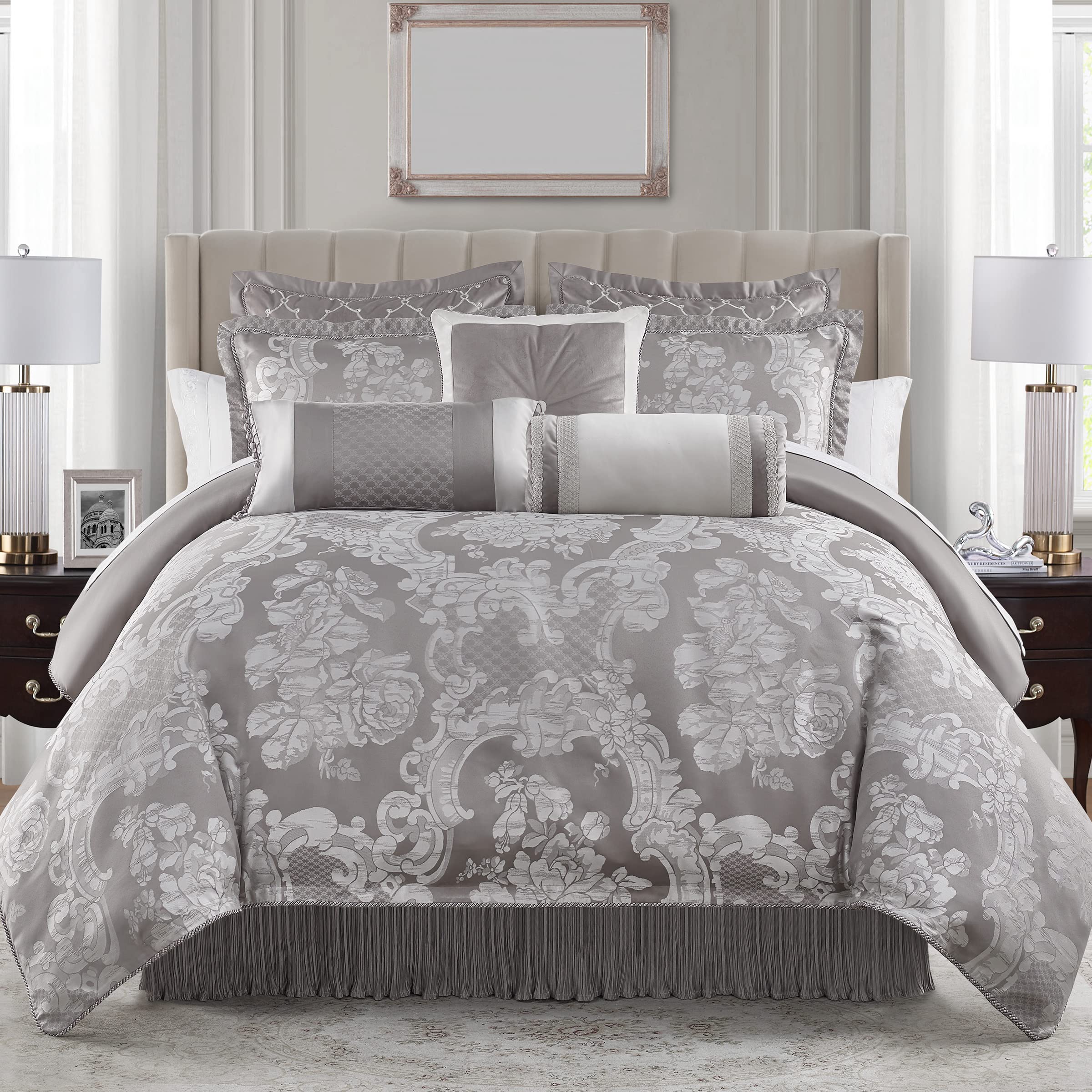 WATERFORD Princess King Comforter Set 6-Piece - Luxurious Mocha Brown Bedding Collection for Master Bedroom & Guest Room