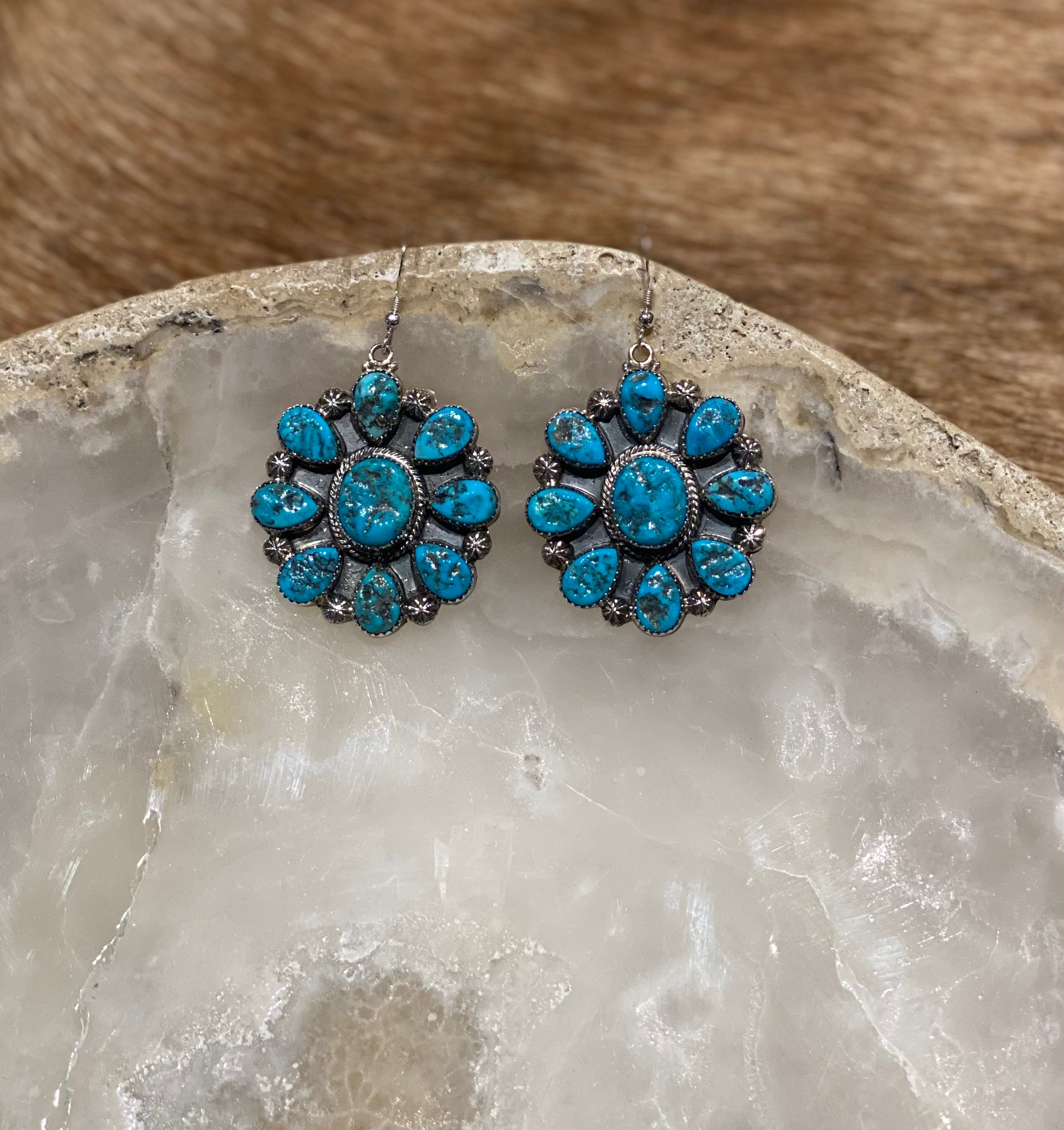 Turquoise Flower Drop Earrings for Women - Handmade Bohemian Dangle Jewelry - Perfect for Parties, Weddings & Everyday Wear