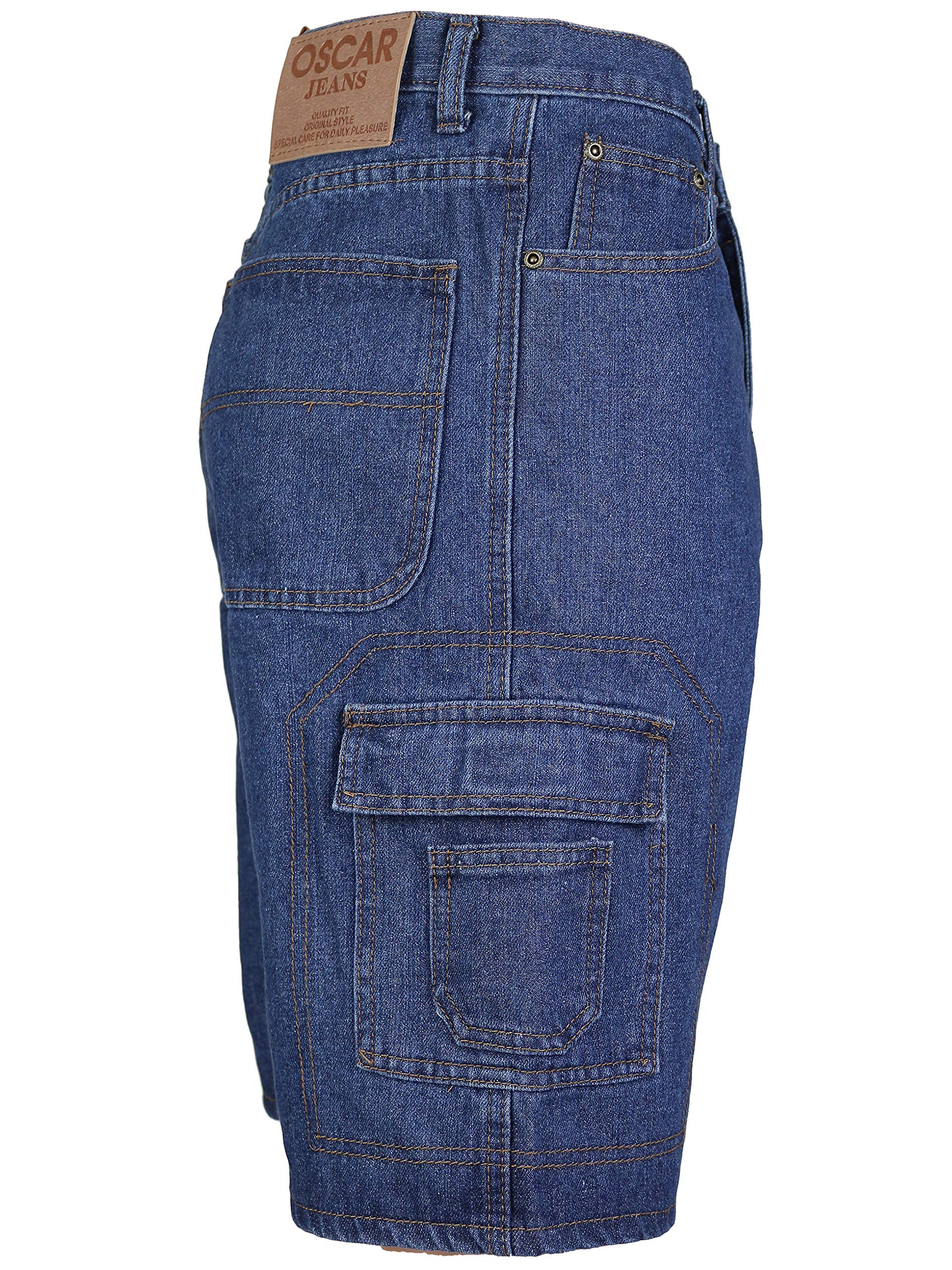 VKWear Men's Cotton Stonewash Cargo Pocket Denim Jean Shorts - Comfortable Casual Summer Shorts for Outdoor Activities, Travel & Streetwear