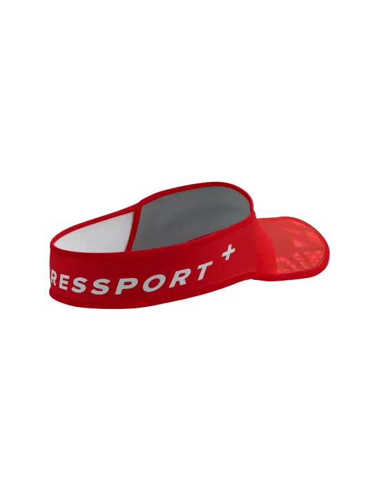 Compressport Spiderweb Ultralight Running Visor - Core Red/White - Breathable Sun Protection for Outdoor Sports & Hiking