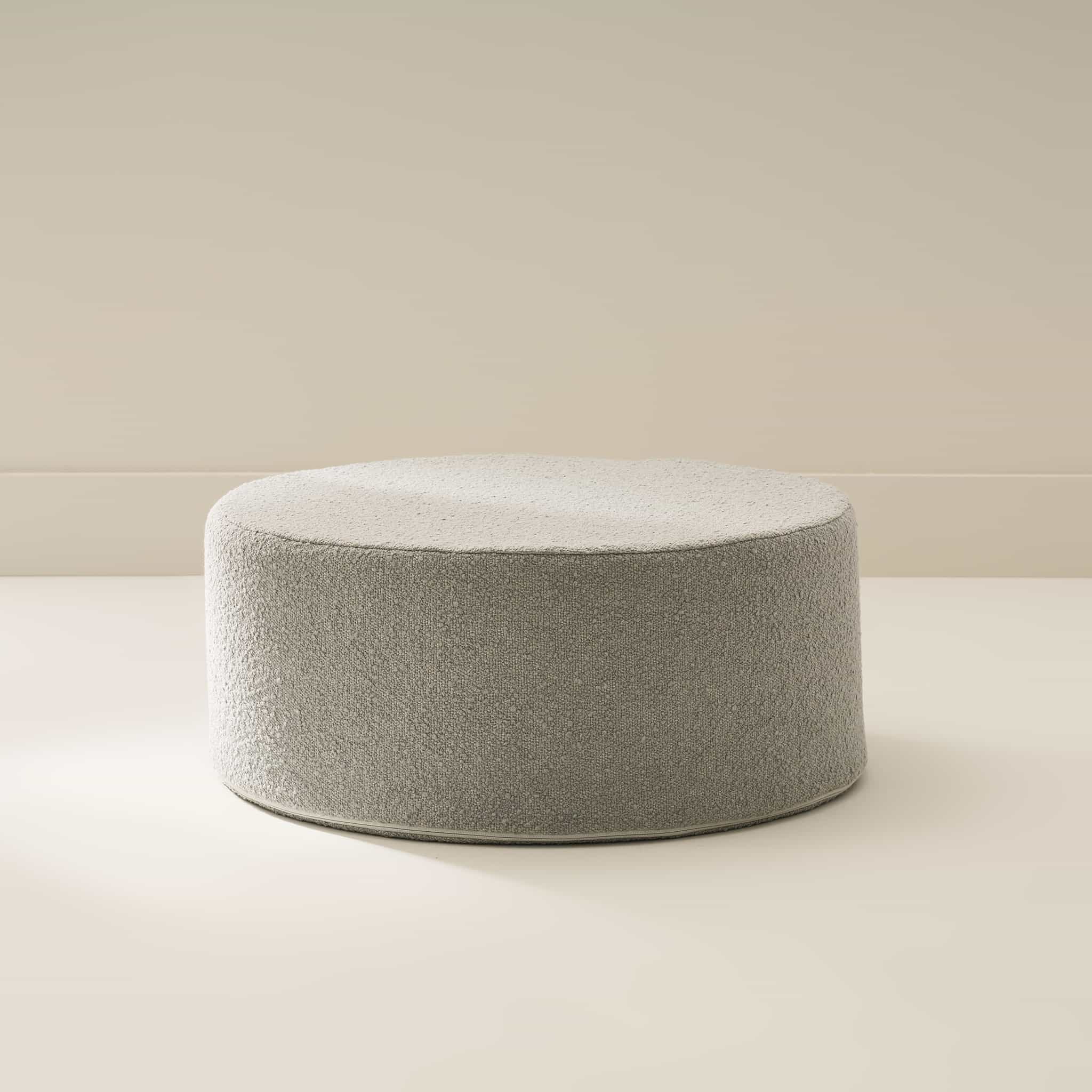 Luxury Boucle Ottoman - Modern Round Footstool Pouf with Storage, Soft Chenille Fabric for Living Room, Bedroom & Nursery - Comfortable Seating & Stylish Home Decor