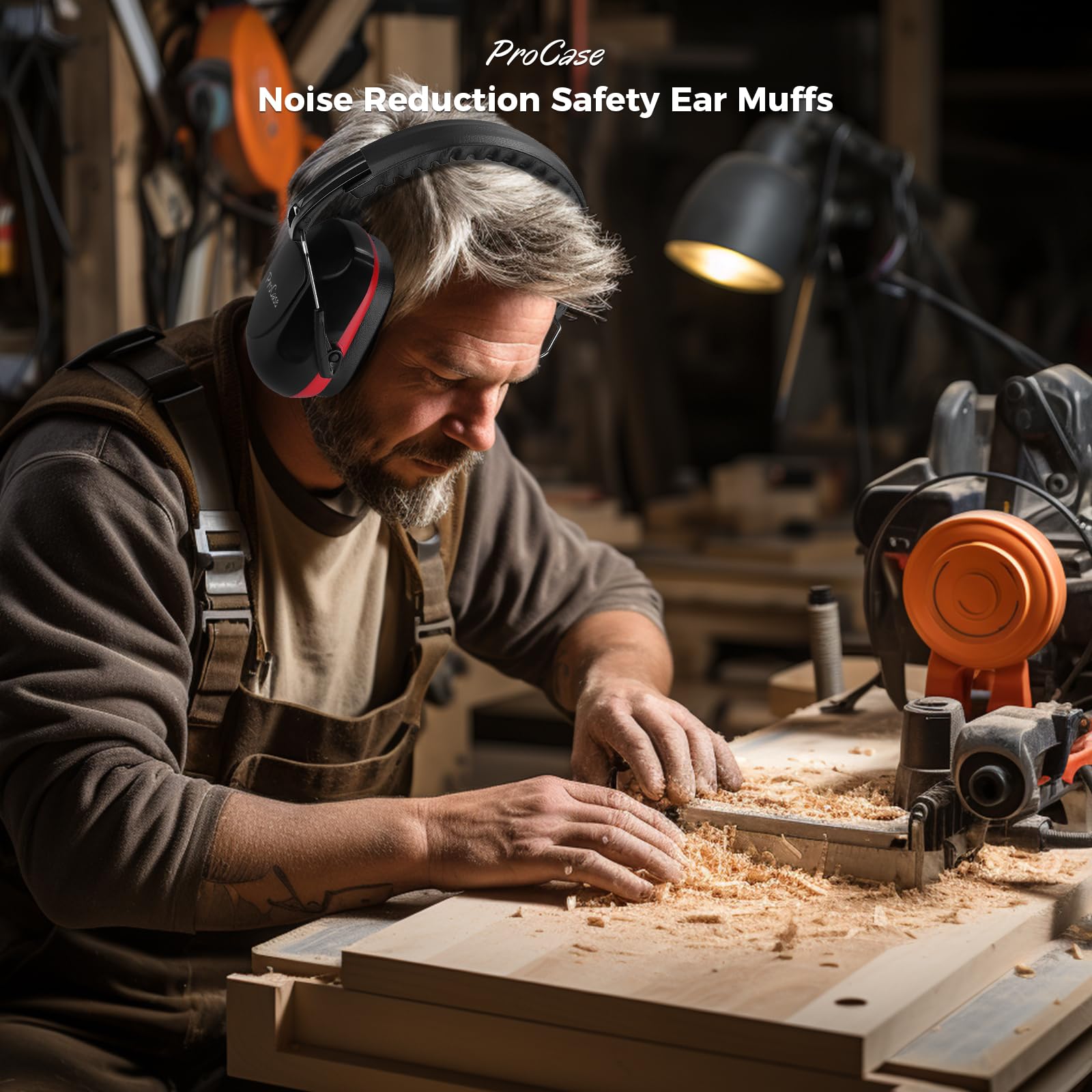 ProCase Noise Cancelling Ear Muffs - 2 Pack NRR 28dB Hearing Protection for Shooting, Gun Range, Mowing & Autism Sensory Relief - Comfortable Ear Defenders for Adults (Red) - Perfect for Construction, Concerts & Loud Work Environments