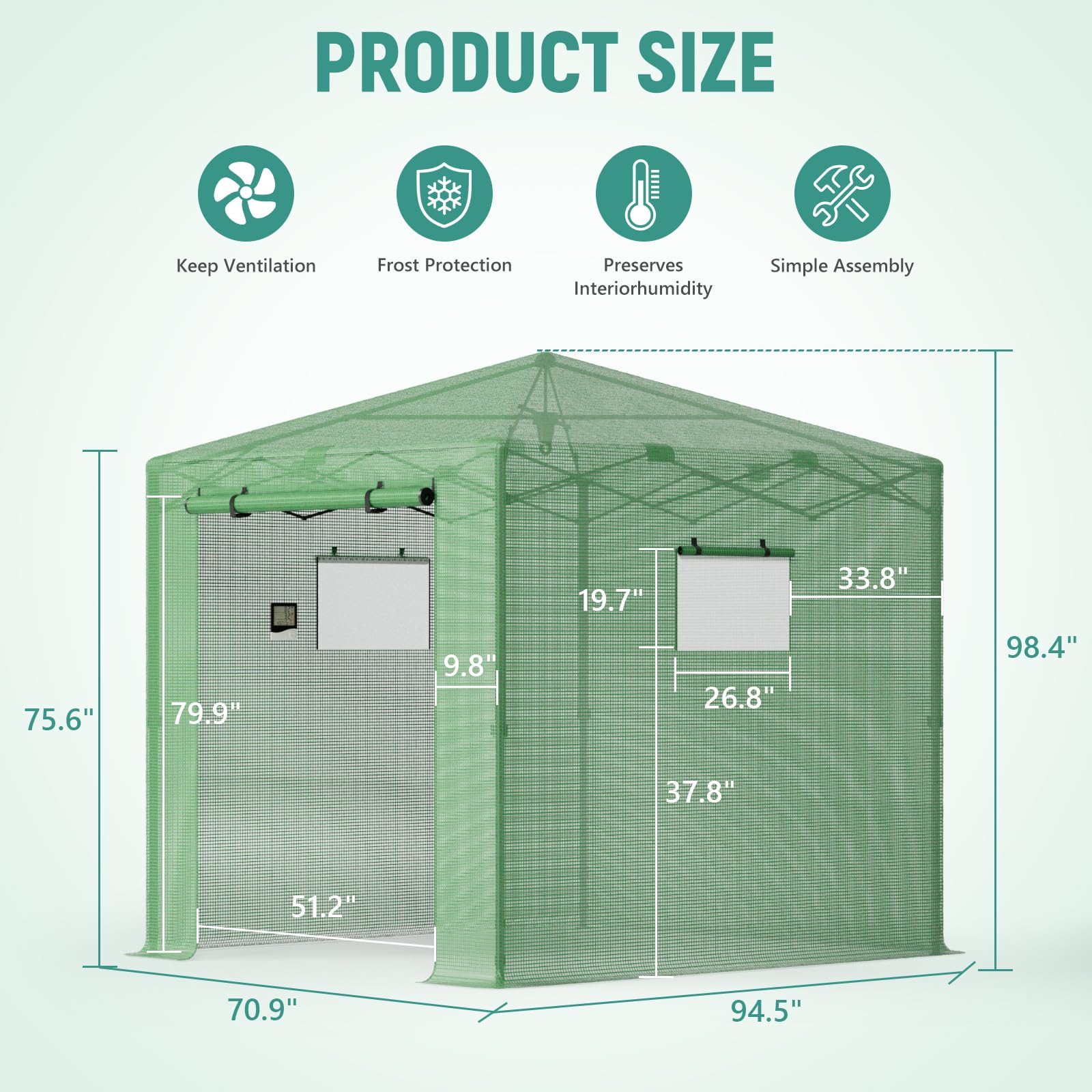 8x6 Pop Up Greenhouse for Outdoor Gardening - Portable Walk-in Plant Greenhouse Kit for Winter Protection - Easy Setup in Minutes - Perfect for Backyards, Patios & Balconies