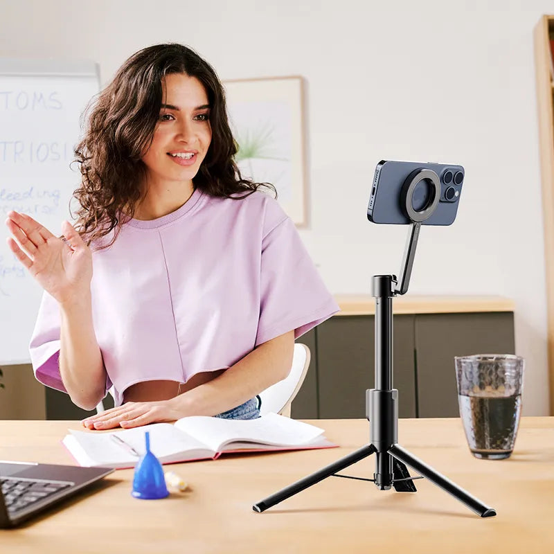 Ulanzi MG 003 Magnetic Phone Selfie Stick Tripod Pro M003 - Portable 3-in-1 Tripod Stand with Strong Magnet for iPhone & Android - Perfect for Vlogging, Travel & Group Photos