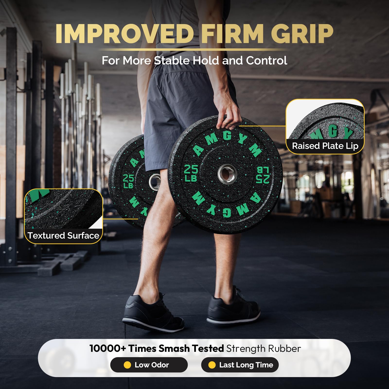 Premium 2 Inch Bumper Plates Set (10-500lbs) - Olympic Weight Plates for Strength Training, CrossFit & Powerlifting - Durable High-Bounce Rubber Plates for Home Gym, Weight Lifting & Floor Protection - Perfect for Garage Gym, Functional Fitness & Professional Training