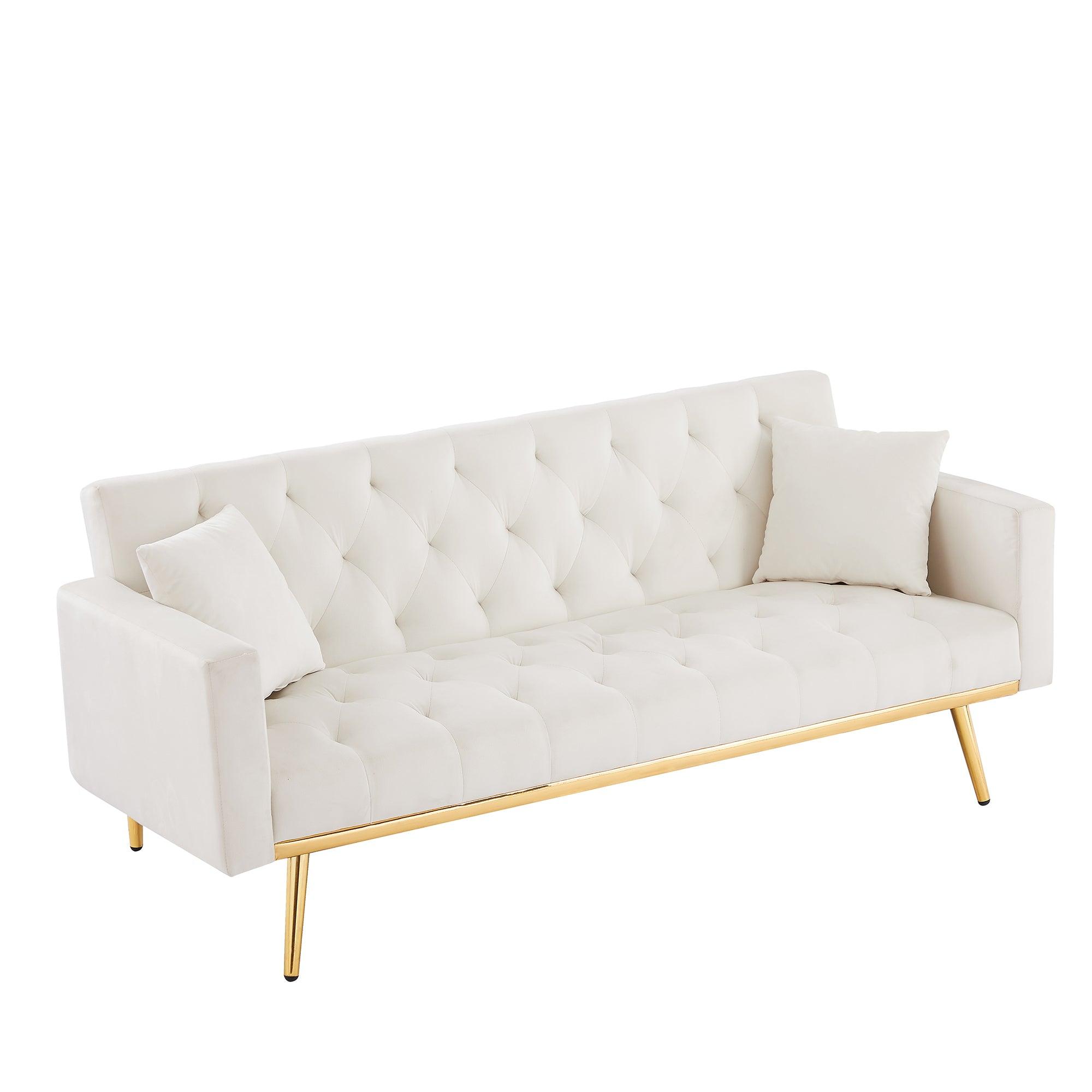 Cream White Convertible Folding Futon Sofa Bed - Space Saving Sleeper Couch for Small Apartments, Guest Rooms & Studio Living | Perfect for Compact Spaces, Overnight Guests & Multi-Functional Furniture Needs