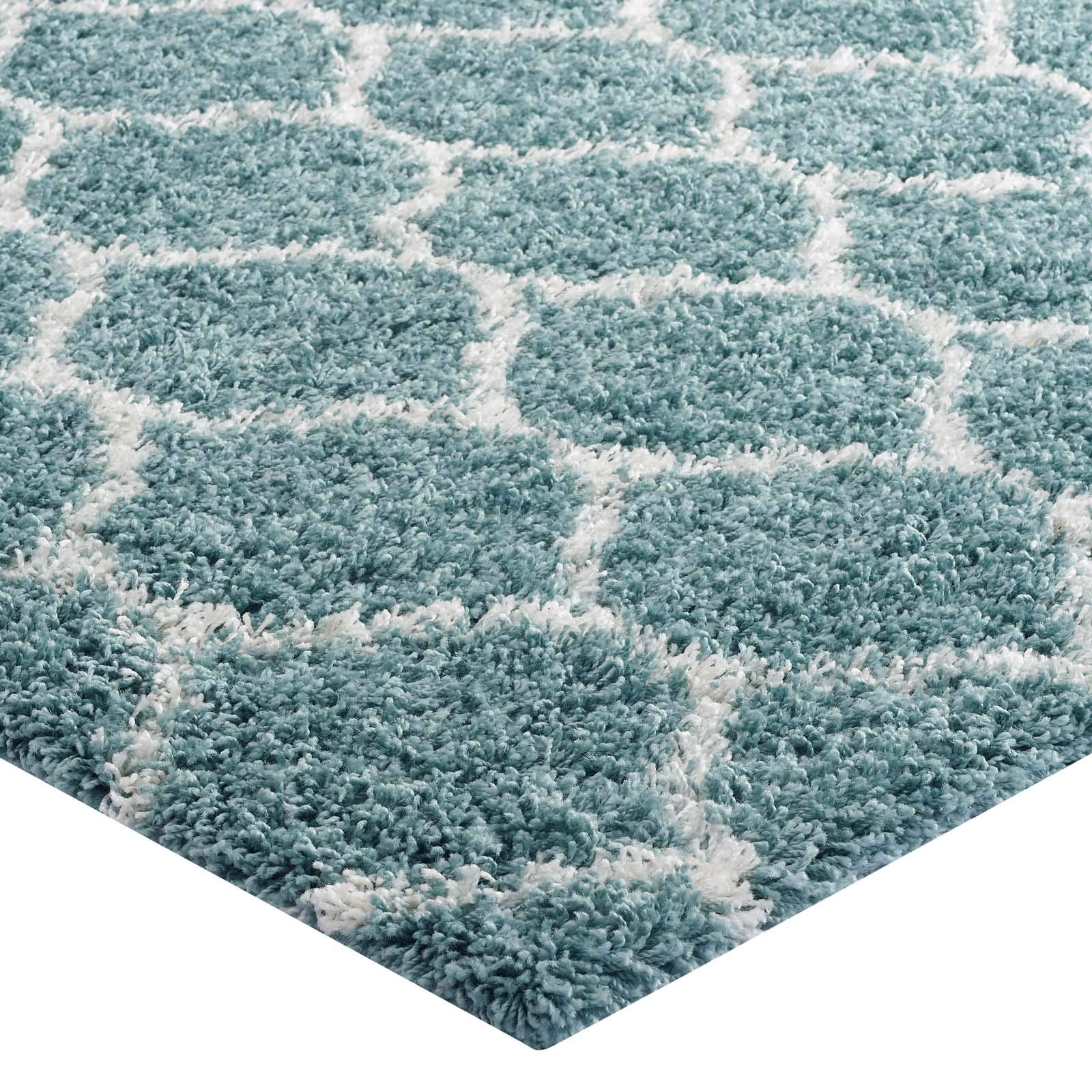 Modern Contemporary Urban Design Living Room Area Rug - Non-Slip Floor Carpet Runner in Multi Blue Fabric - Perfect for Lounge, Bedroom & Home Decor