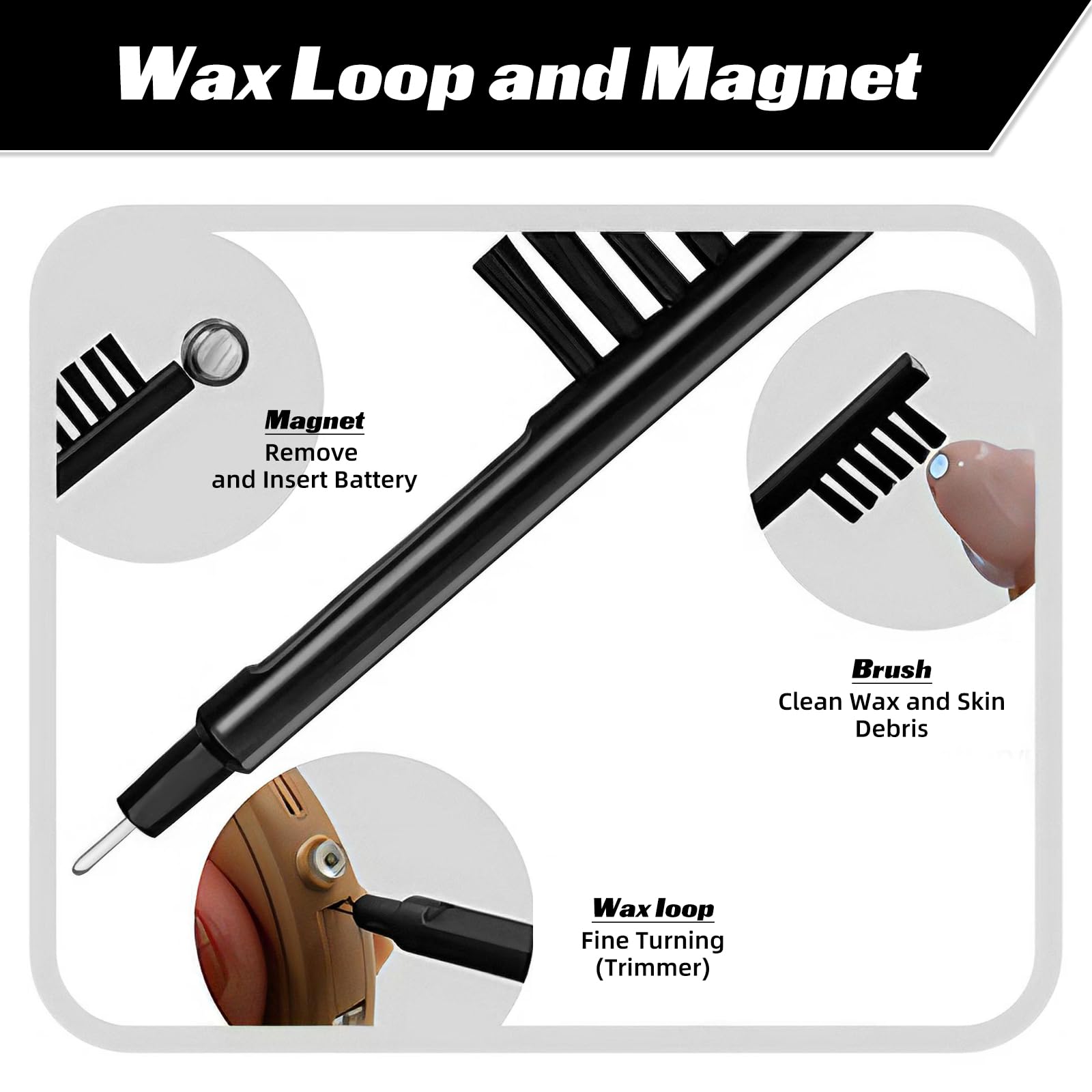 Hearing Aid Cleaning Kit with Brush & Wax Loop - for Hearing Amplifiers & Daily Care