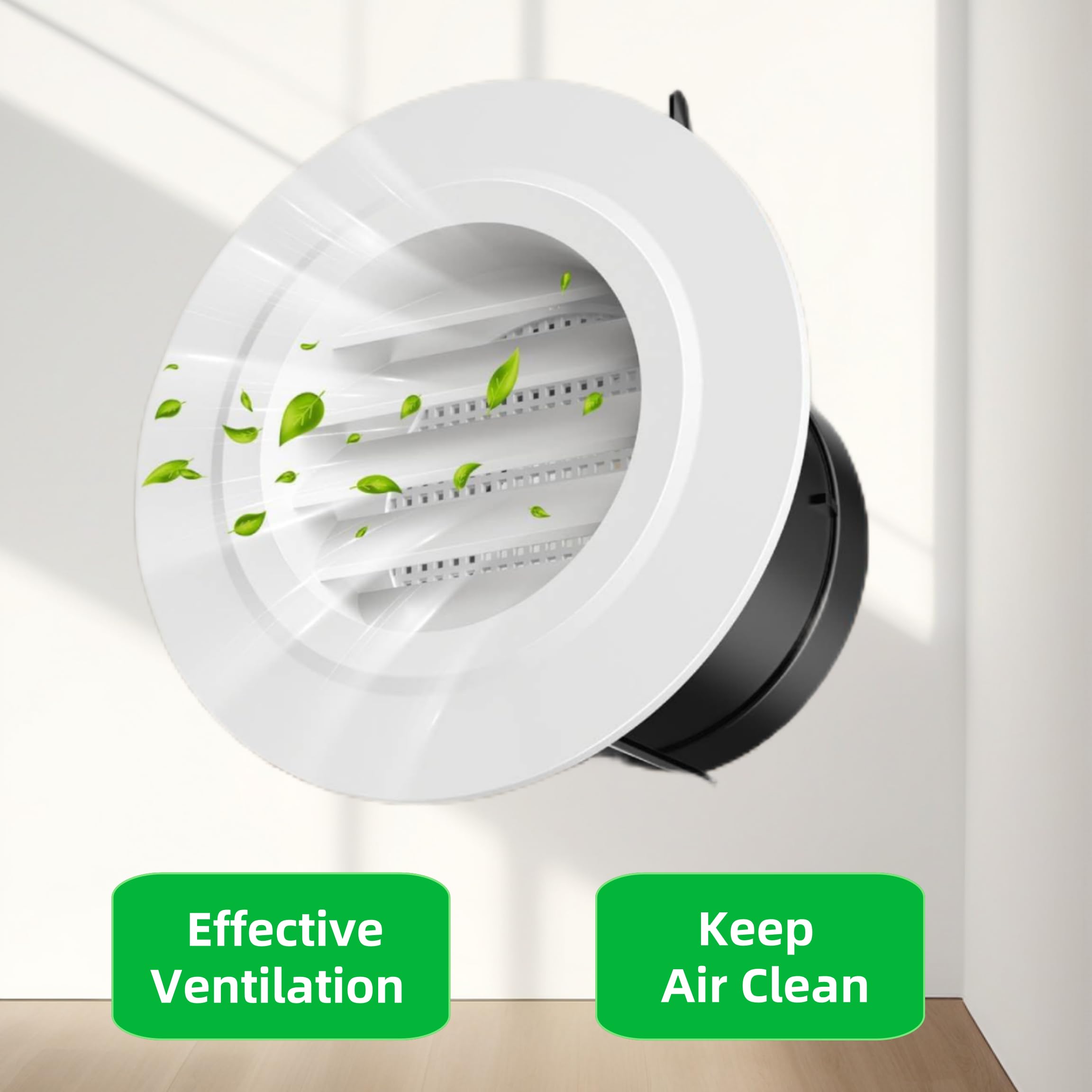 4 Inch Adjustable Round Soffit Vents with Fly Screen - 2 Pack ABS Ceiling Diffuser for Bathroom, Living Room & Office Ventilation - Perfect for Home Exhaust & Air Circulation Systems
