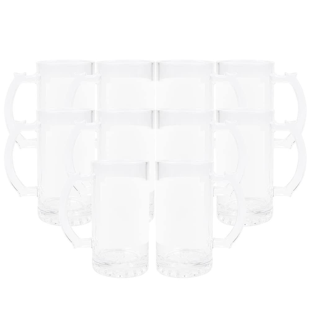 QOMOLANGMA 24-Pack Sublimation Blank Beer Mugs - 16 oz Clear Thick Glass with White Patch for DIY Heat Press Transfer - Perfect for Custom Gifts, Home Bars & Party Decorations
