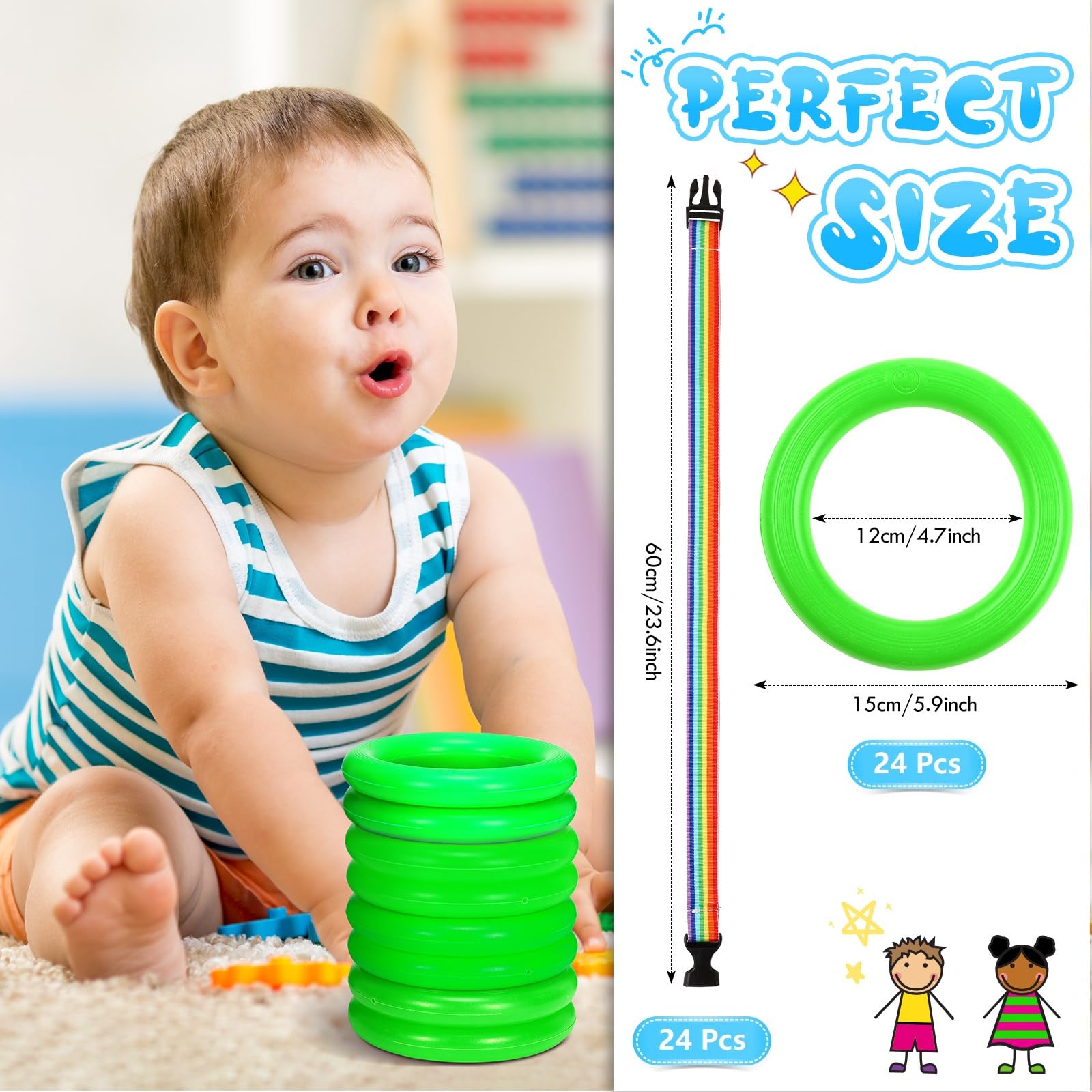 24 Sets Preschool Walking Rope with Safety Handles - Detachable Transition Rope for Toddlers & Kids - Perfect for School, Kindergarten & Outdoor Activities - Classroom Management & Group Walking Safety Tool