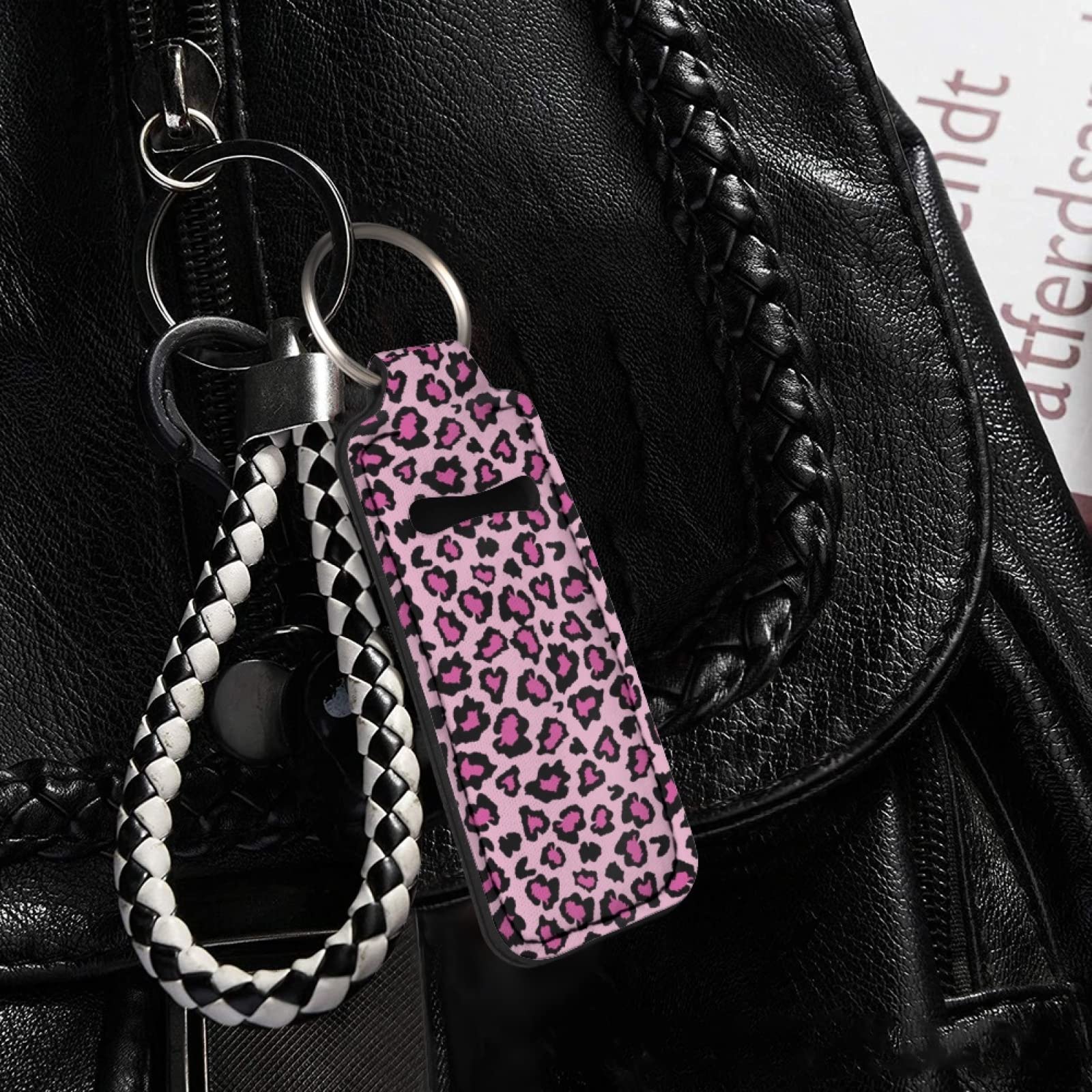 Horse Chapstick Holder Keychain - Portable Lip Balm Tube Holder for Travel, Gym & Everyday Use (Pink Leopard Print) - Cute Lip Gloss Organizer Accessory