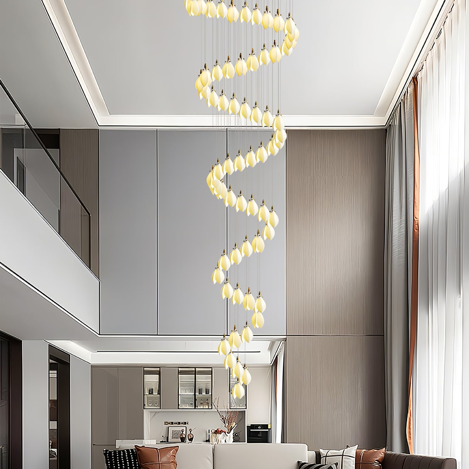 Astralis Bloom Stairs Chandelier - Modern Crystal Ceiling Light Fixture for Living Room, Dining Room, Bedroom & Staircase Decor