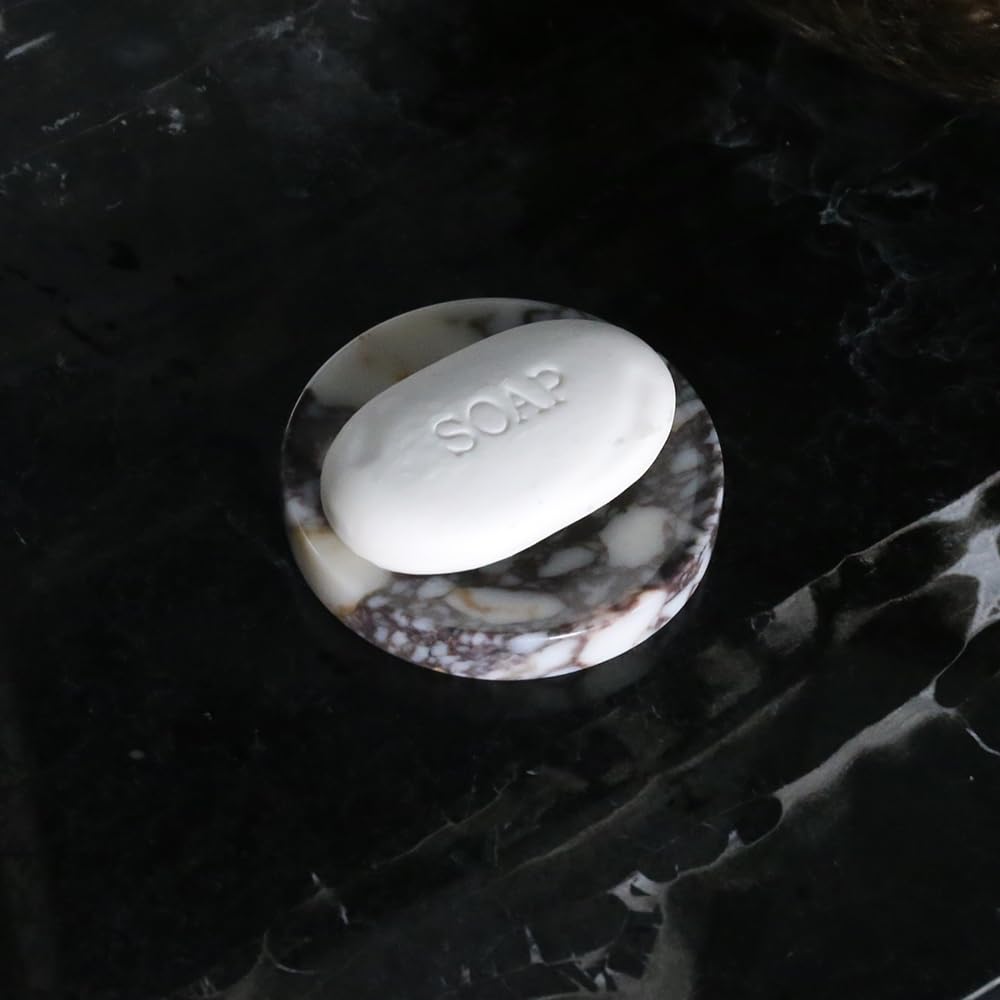Luxury Natural Marble Soap Dish Tray - Elegant Soap Holder & Trinket Plate for Bathroom Sink, Kitchen Countertop, Bedroom Vanity | Perfect Bathroom Accessory for Spa, Hotel, and Home Decor (Rectangular Design)