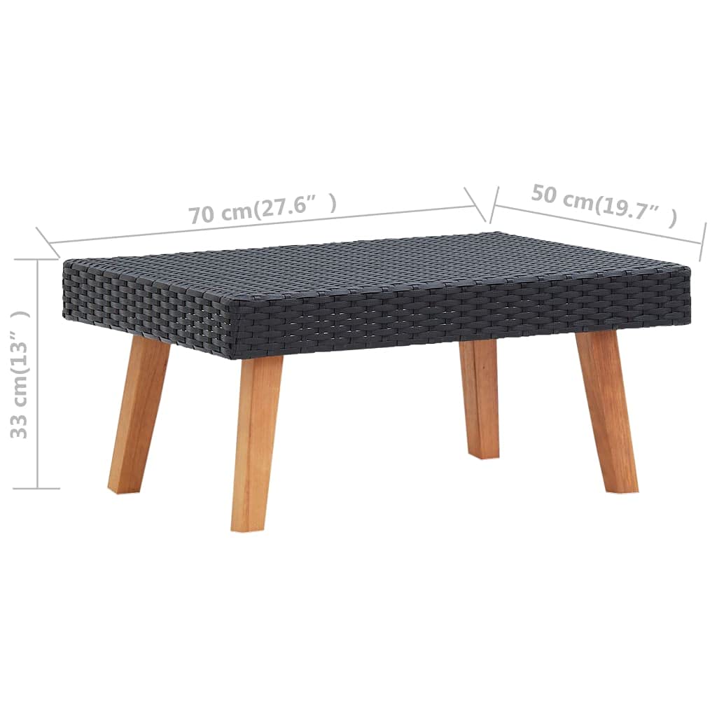 Outdoor Coffee Table - Black Poly Rattan Bistro Set for Patio, Garden, Balcony | Durable & Weather-Resistant | Perfect for Relaxing with Coffee or Dining Al Fresco